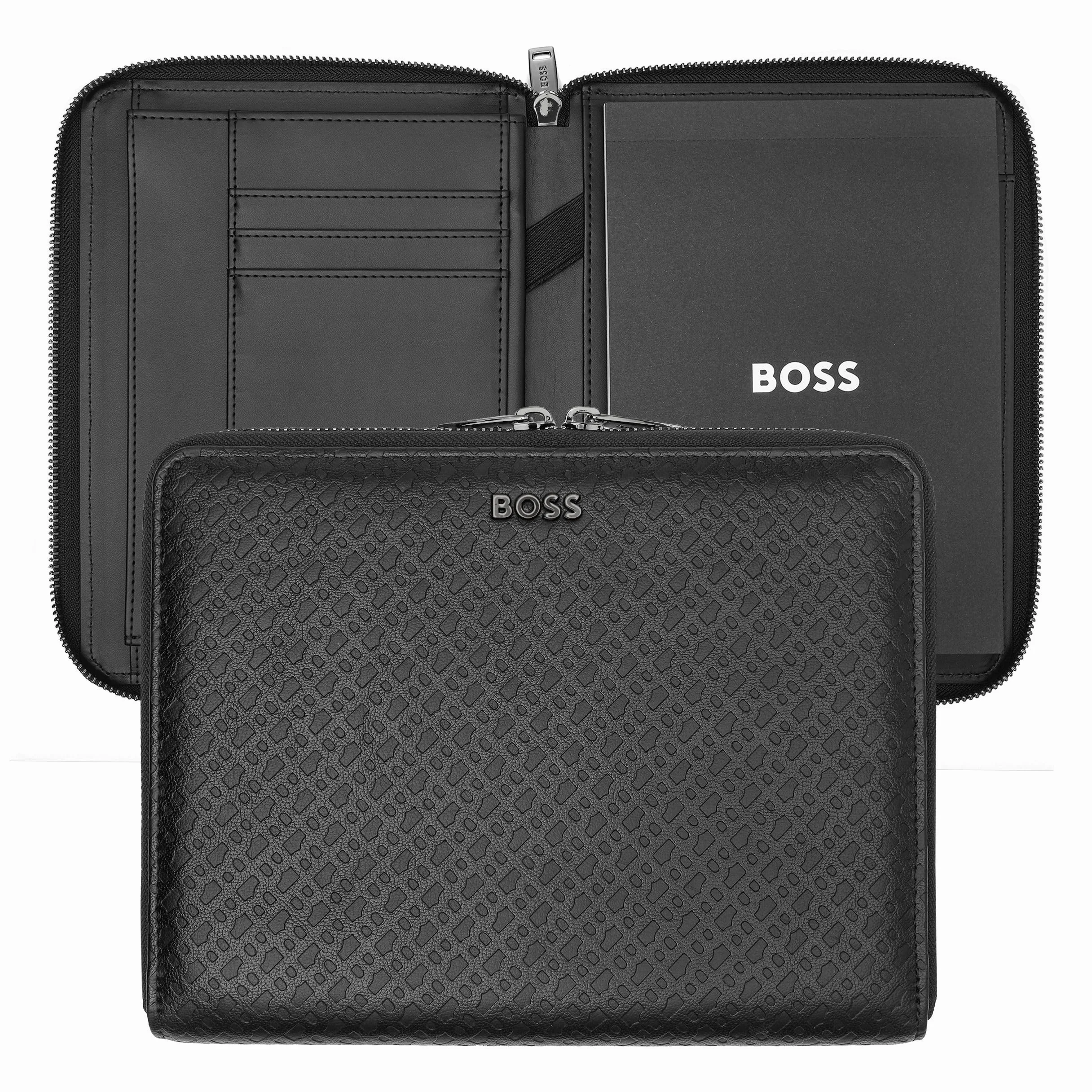 Hugo Boss Cartelletta A5 Pelle Monogram Zip Nero