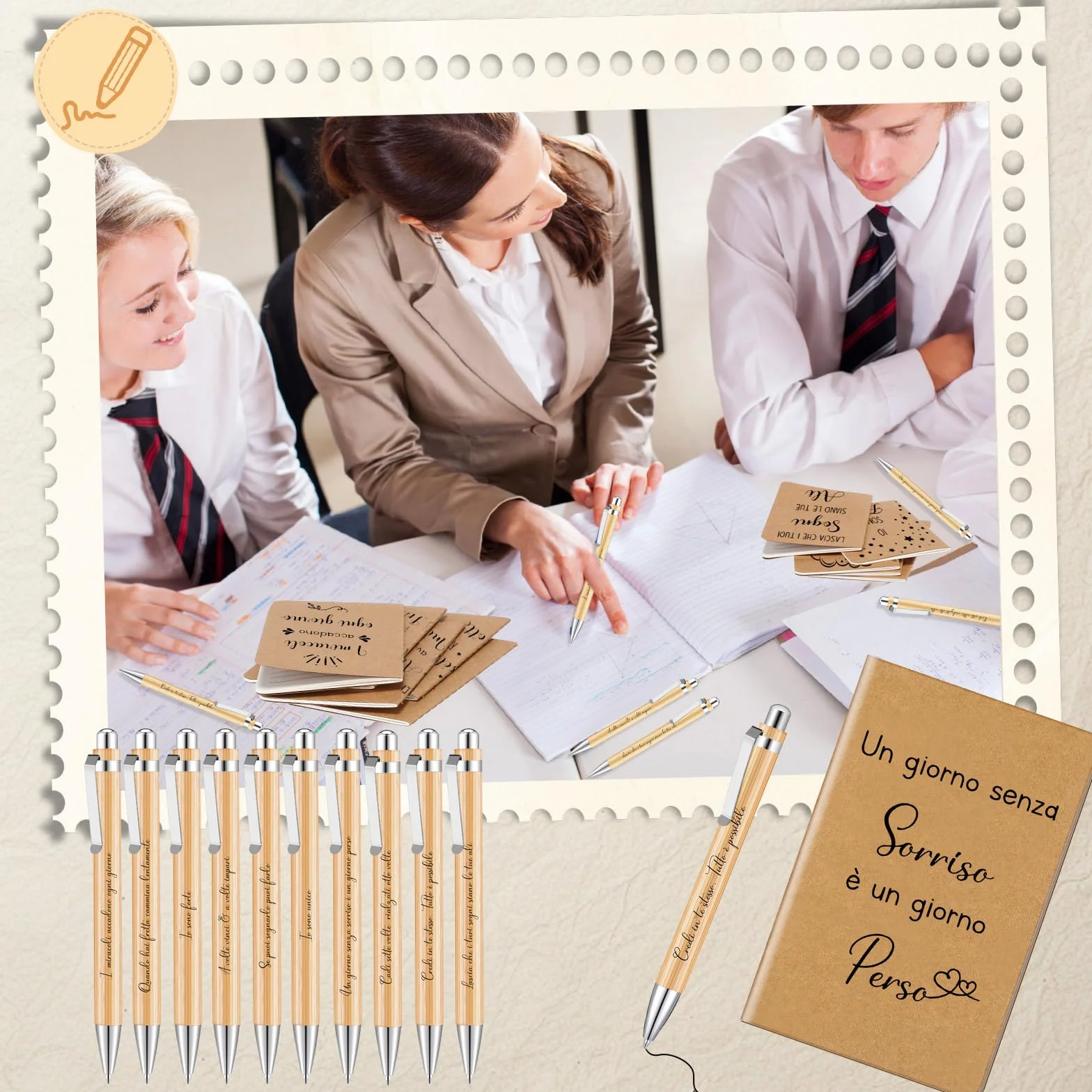 Tenare 12 Set Regalo Motivazionale Insegnanti Quaderni Ispirazione Italiana 12,4 x 8cm Mini Diario Penne Sfera