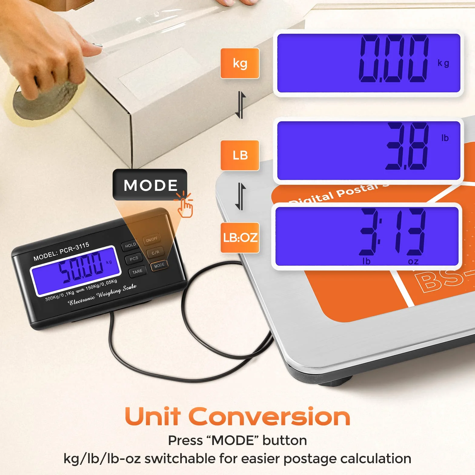 Bonvoisin Bilancia Postale Digitale 300kg/660lb Display LCD Esterno Piatto 36x30cm