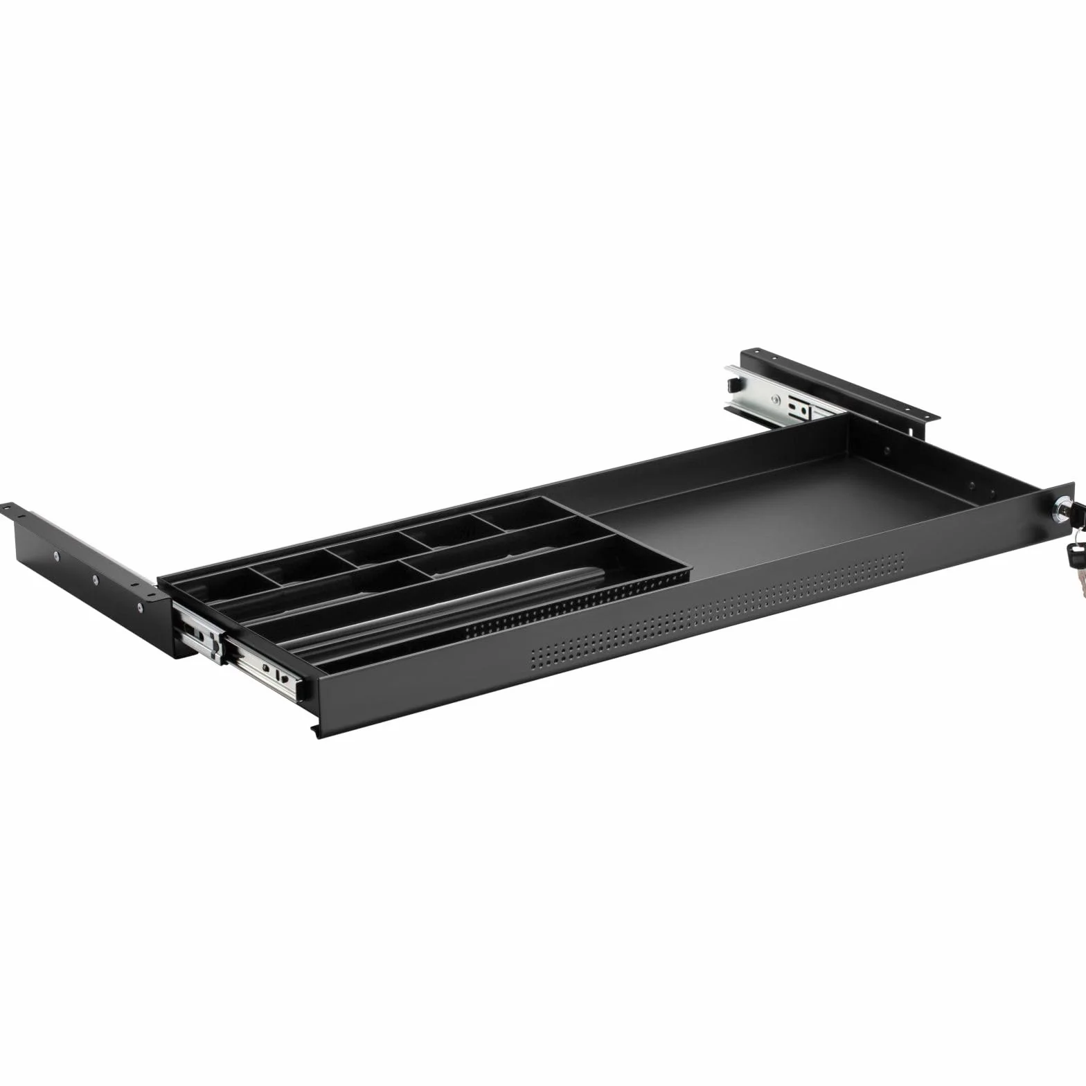 CAVO Cassetto portadocumenti, con serratura, acciaio 740 x 250 mm, incl. | inserto per nero, da tavolo sottopiano