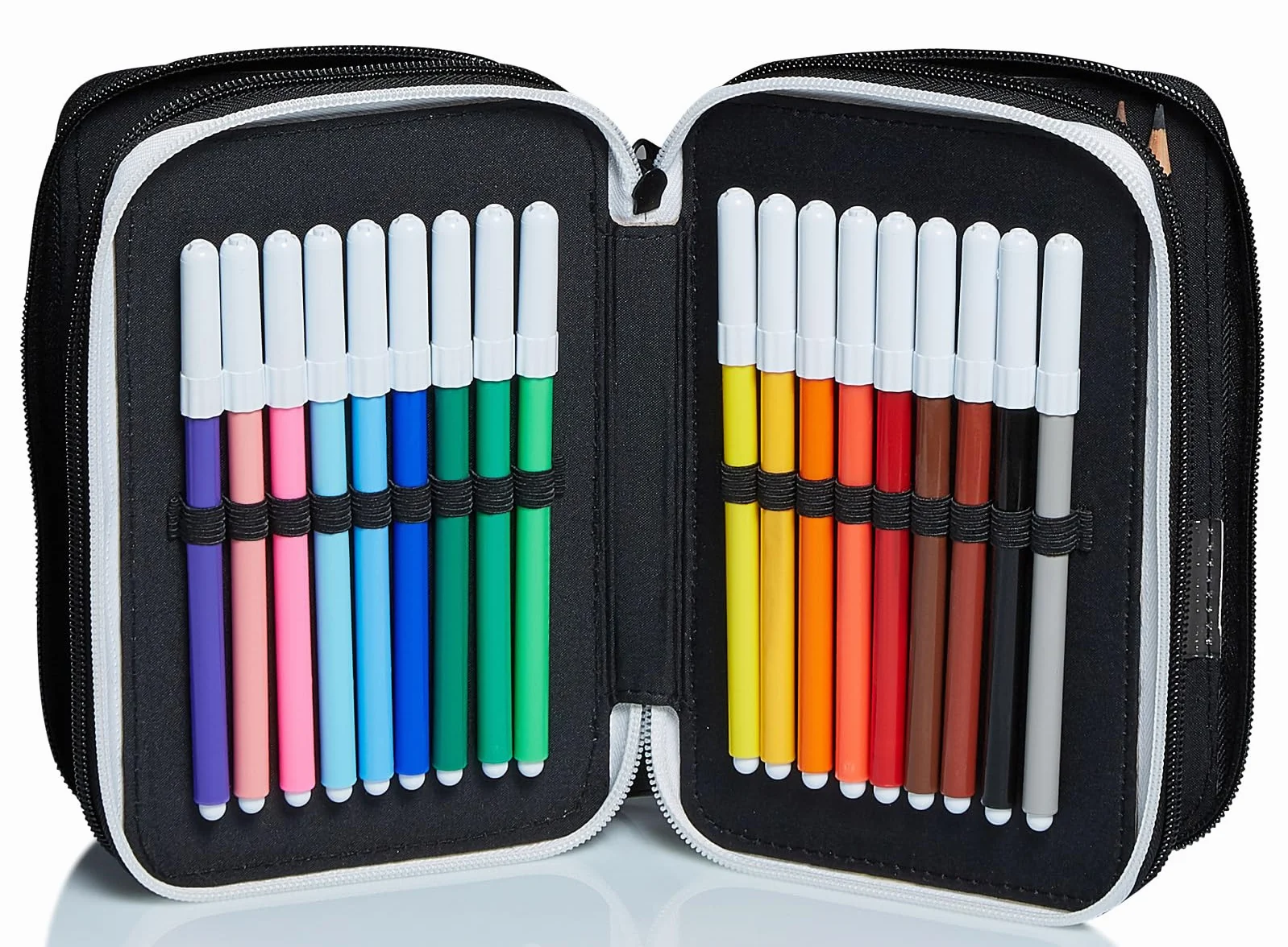 Seven Astuccio Scuola Juventus 3 Zip Bianco Nero Triplo Scomparto Matite Penne Pennarelli Accessori per Zaino Ragazzi