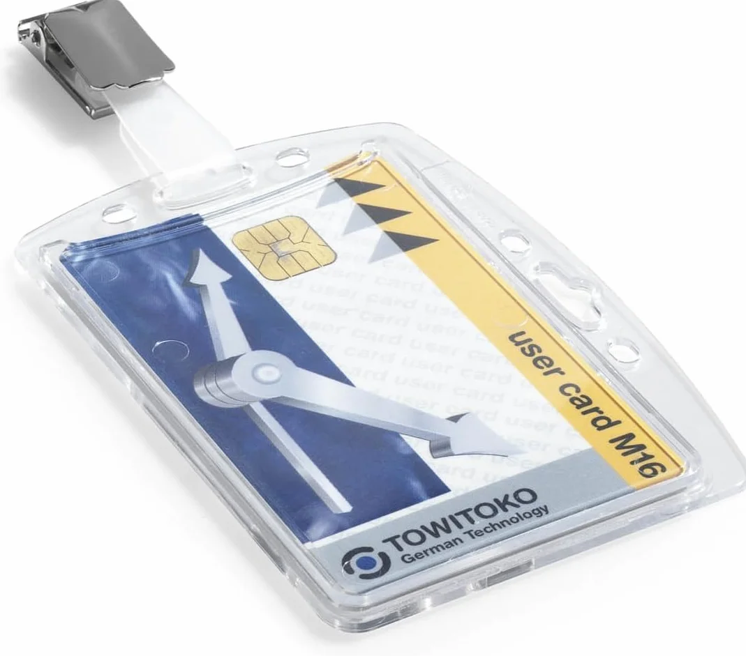 Portabadge rigido 54x87 mm trasparente confezione da 25 pezzi con clip girevole