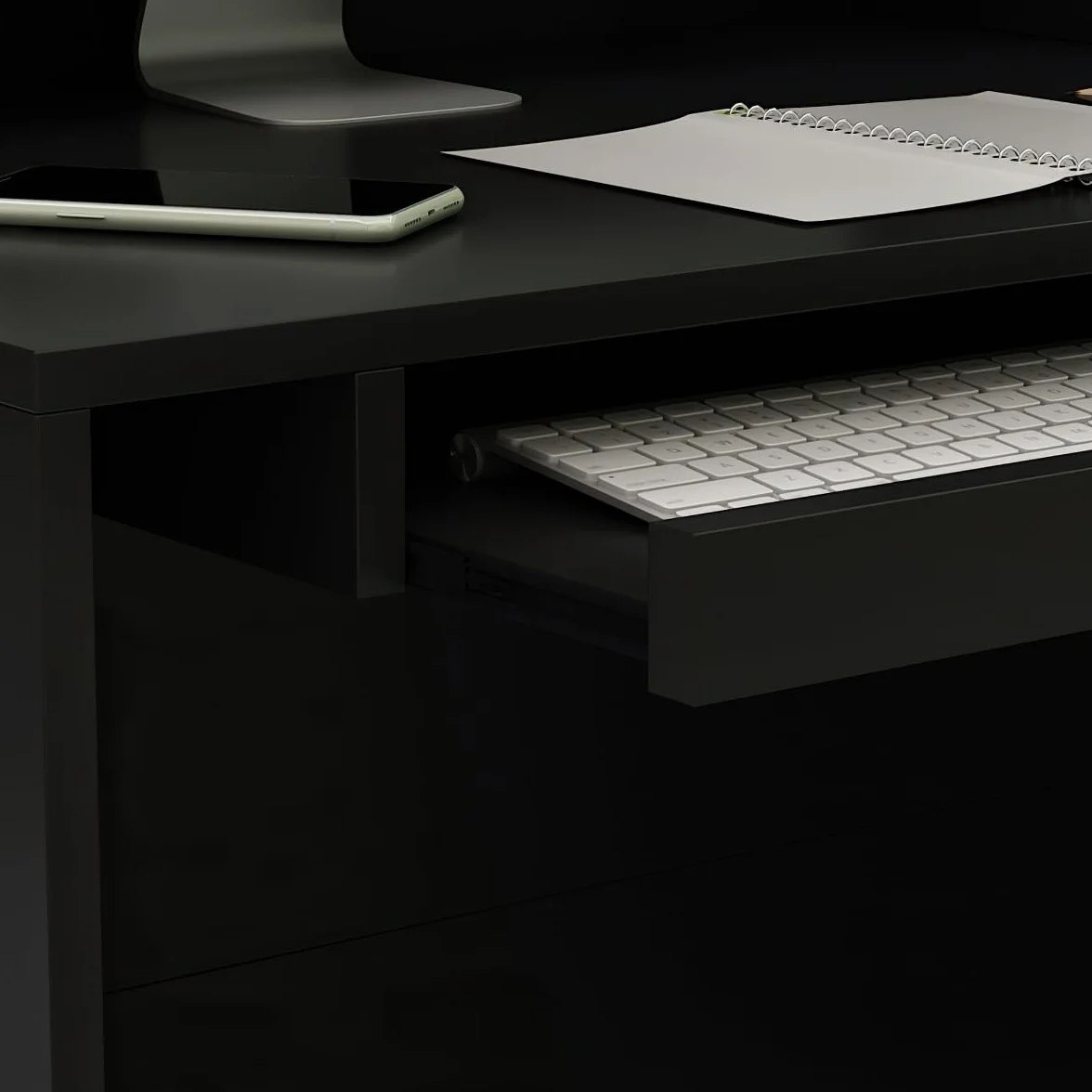 Banco reception, banco reception, tavolo da reception con vassoio per computer e ripiano rimovibile, banco reception con 1 cassetto e 1 armadio, banco reception, MDF, 140 x 80 x 120 cm