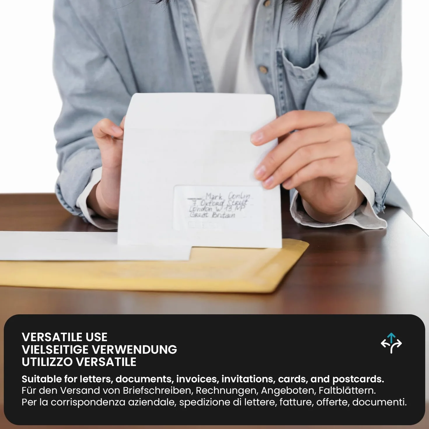 Netuno 100 buste lettera lunghe bianche formato americano DL 11x22 cm 80g Promail senza finestra