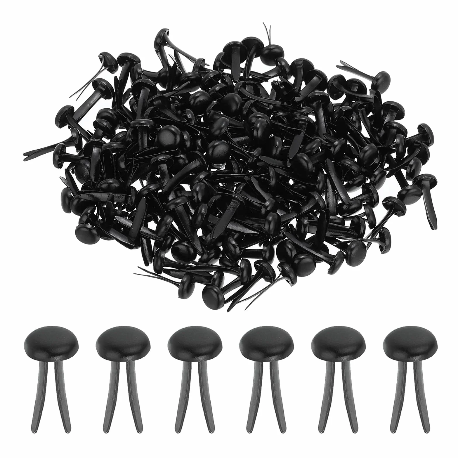 PATIKIL 100pz Fissaggio Ottone Carta Coppiglie Mini Fermagli Metallo Pastello 8 x 15 mm Nero