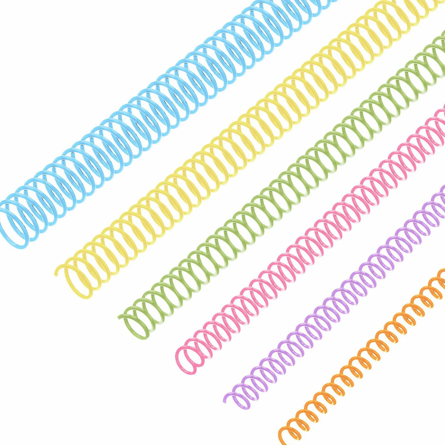 Confezione da 120 bobine di rilegatura a spirale in plastica, kit di rilegatura a spirale multiformato, dorsi per rilegatura, pettini, passo 4:1, 1/4 5/16 3/8 1/2 5/8 3/4 pollici (colorate)