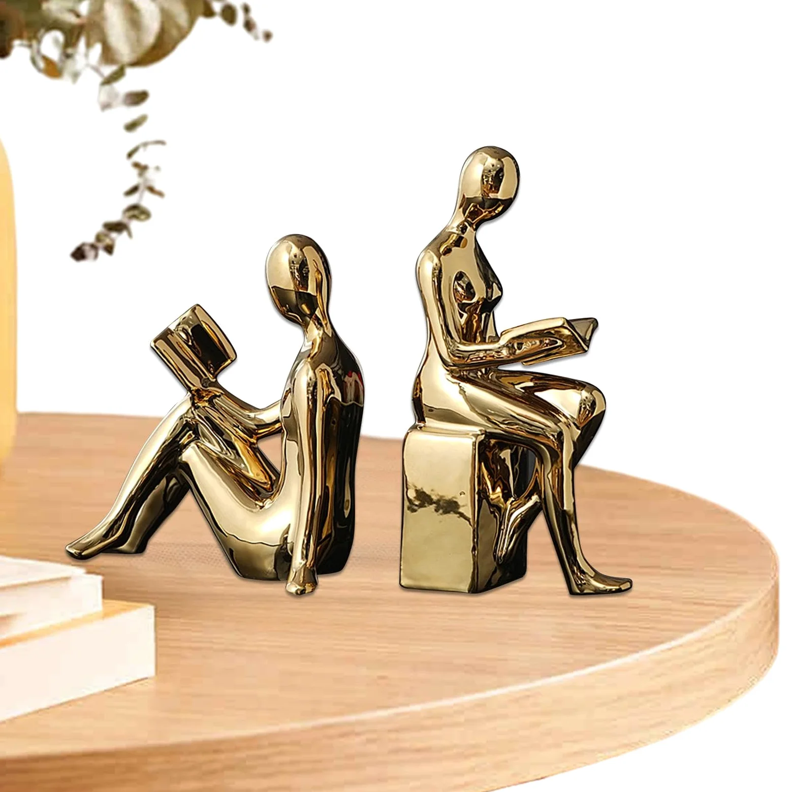 Fermalibri per ripiani Originali, fermalibri Fermalibri Originali, fermalibri con statuette astratte, fermalibri robusti, fermalibri antiscivolo in ceramica, fermalibri dal design