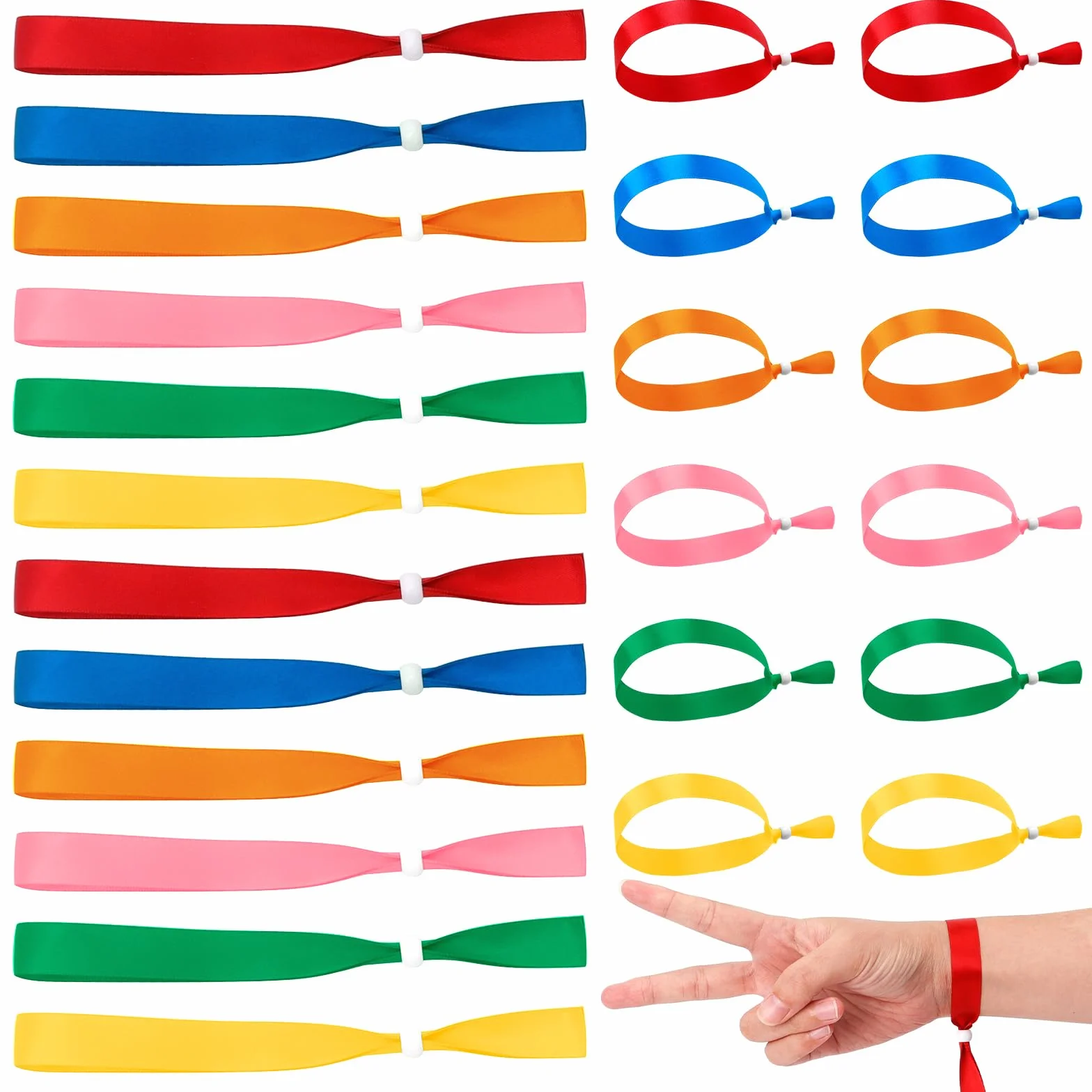 Braccialetti in Tessuto per Eventi 35x1 cm con Fibbia Regolabile 60 Pezzi