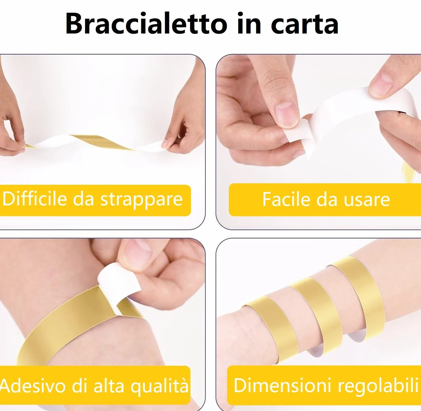Braccialetti Carta Eventi Impermeabili 400 Pezzi Identificazione Discoteca Feste