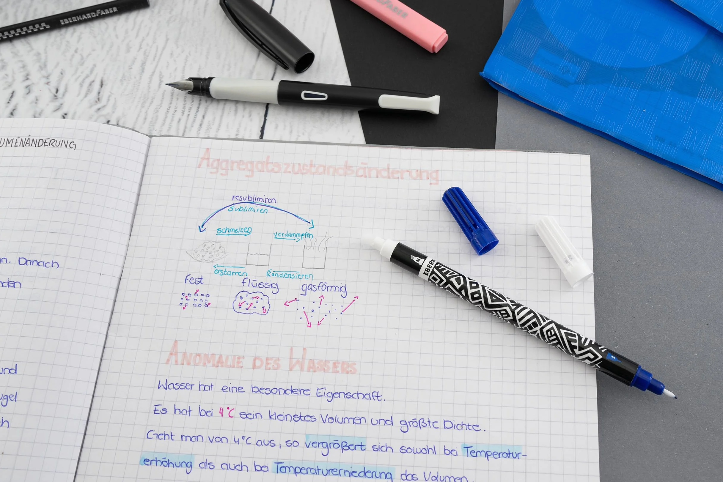EBERHARD FABER 551001 Set da scrittura NXT-PEN bianco/nero con penna stilografica, cancellino e cartucce d'inchiostro