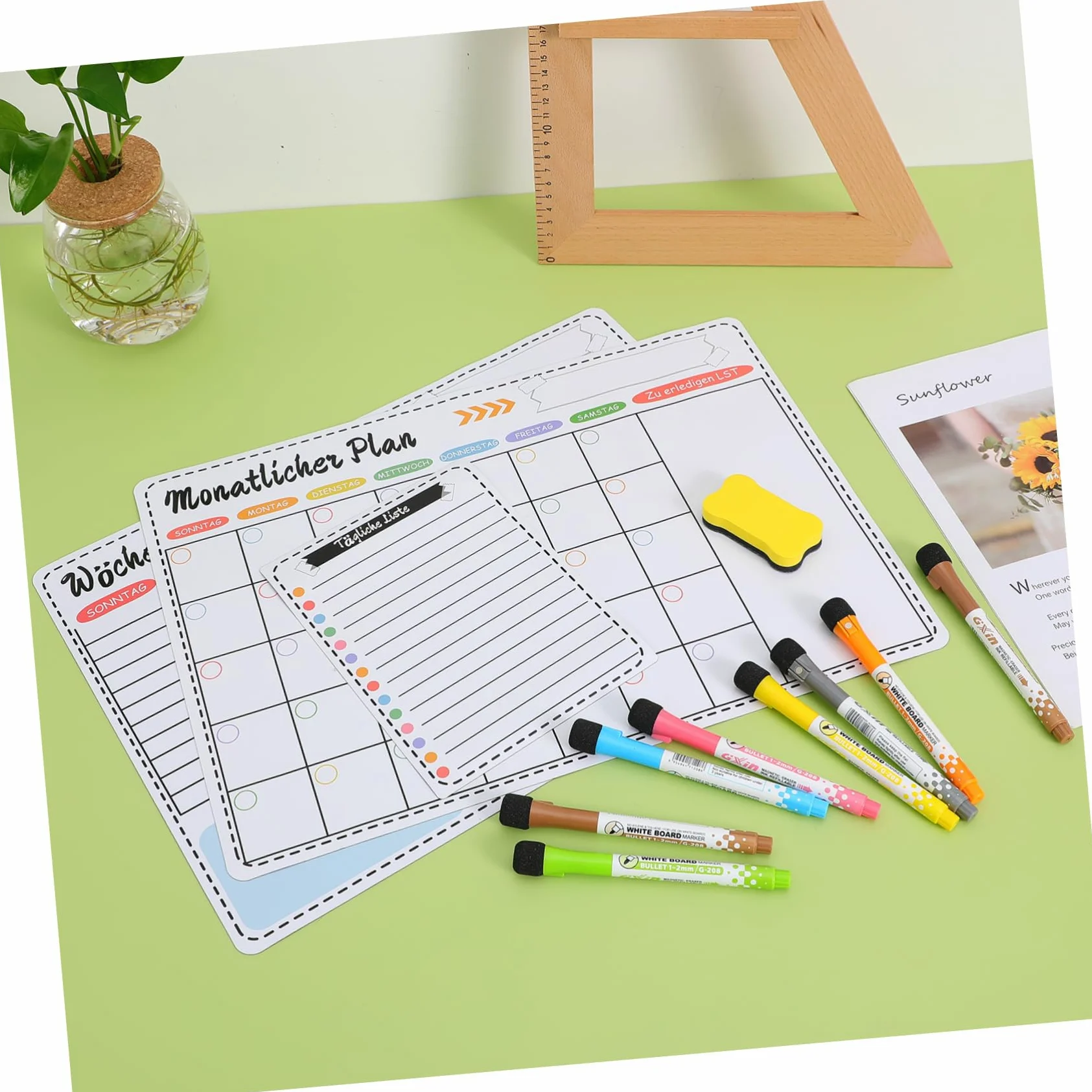 Angoily Lavagna Calendario Magnetica per Frigorifero, Planner Settimanale e Mensile, Cancellabile a Secco, Bianco, per Casa e Ufficio