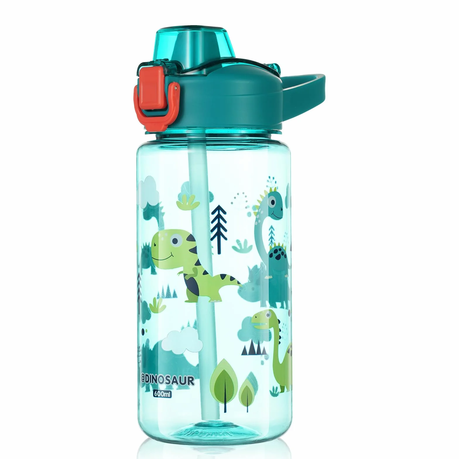 Flintronic Borraccia Bambini 600ML Senza BPA Bottiglia Acqua Cannuccia Prova Perdita Dinosauro