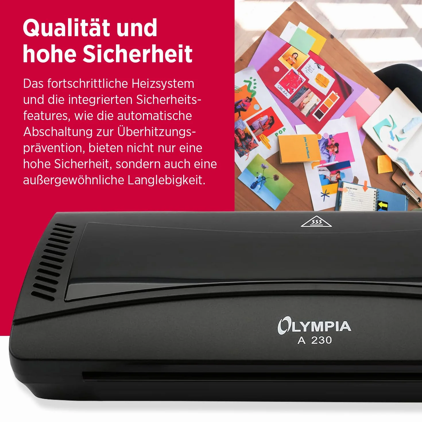 Olympia A 230, set di plastificazione 4 in 1 per A4, 75-125 micron, nero, 3113