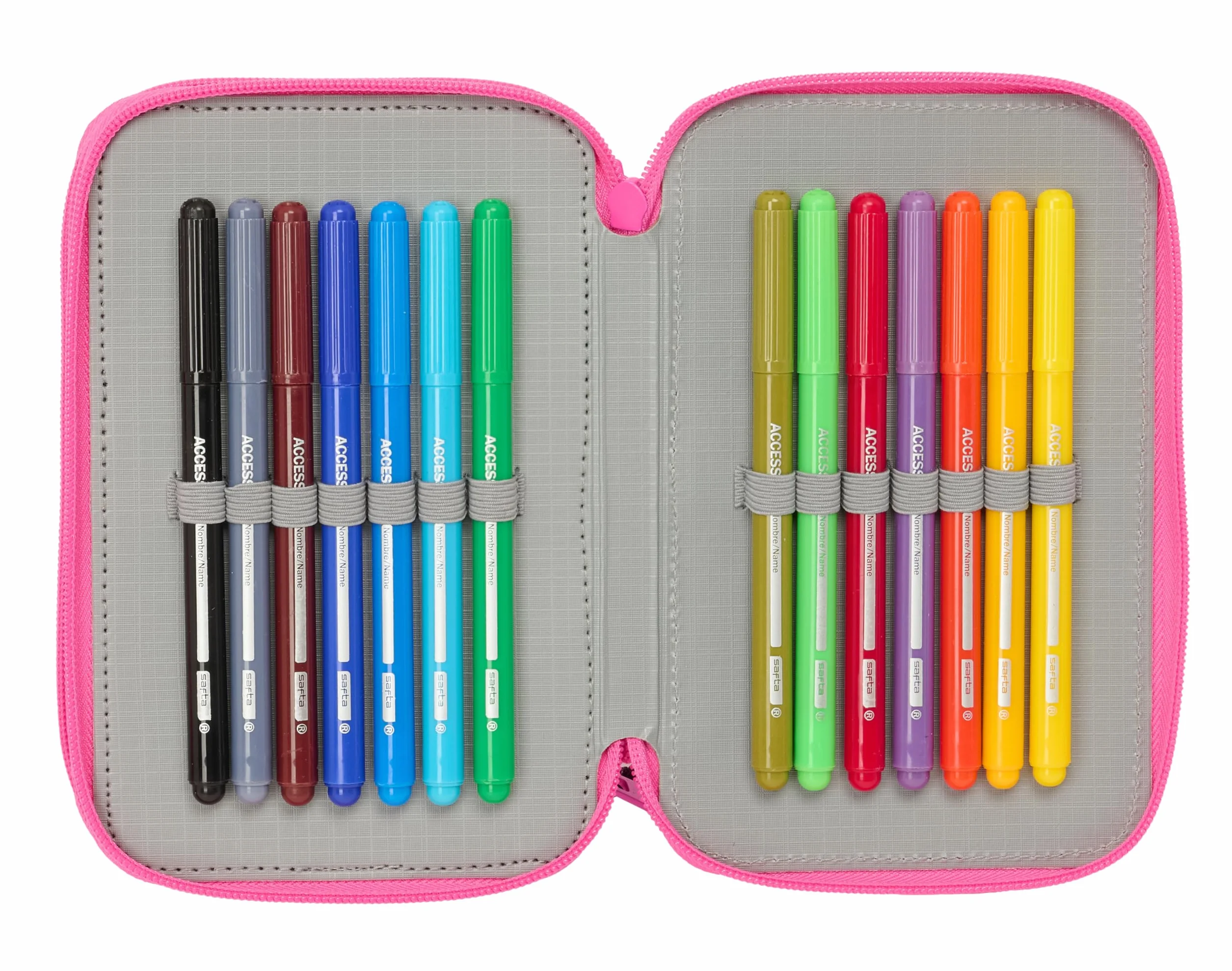 safta KUROMI - Astuccio scolastico con 37 utili inclusi, astuccio per bambini, ideale per bambini dai 5 ai 14 anni, comodo e versatile, qualità e resistenza, 12,5 x 5,5 x 19,5 cm, nero/fucsia, M