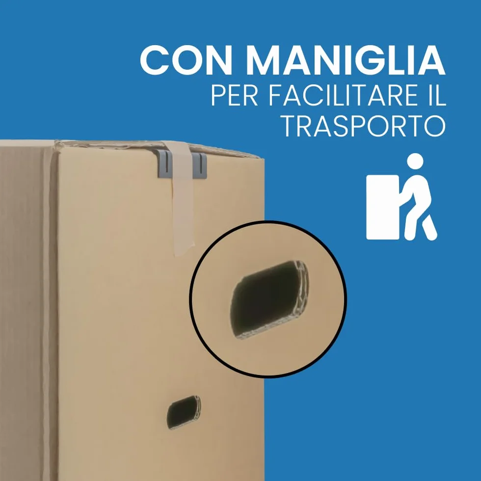 IMBALLAGGI 2000 Scatole Cartone Porta Abiti con Barra Appendiabiti 50x50 cm h 110 cm Scatoloni Doppia Onda per Trasloco Armadio 2 pezzi + Nastro Adesivo