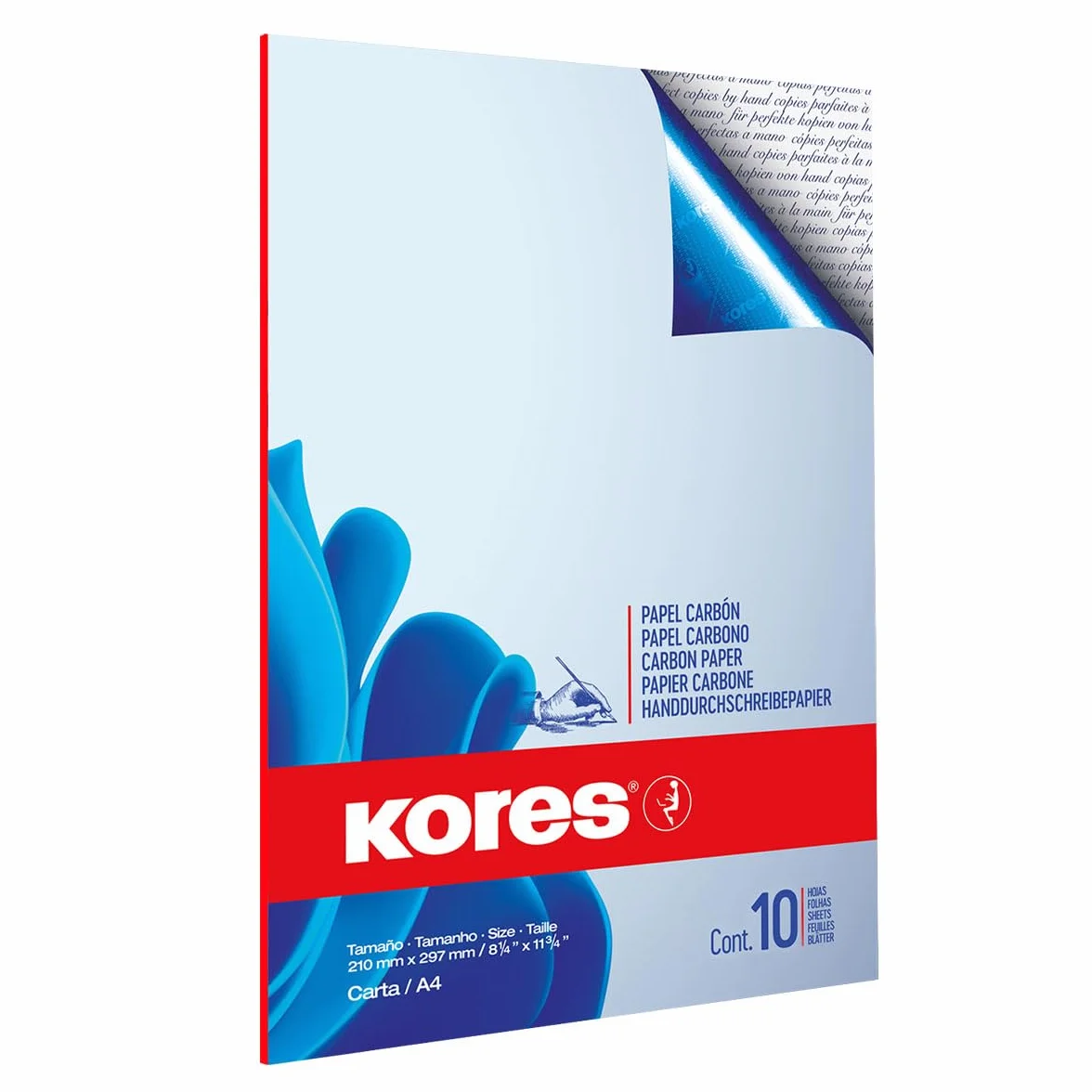 Kores Carta Carbone Blu A4 21 x 29,7 cm Confezione da 10 Fogli