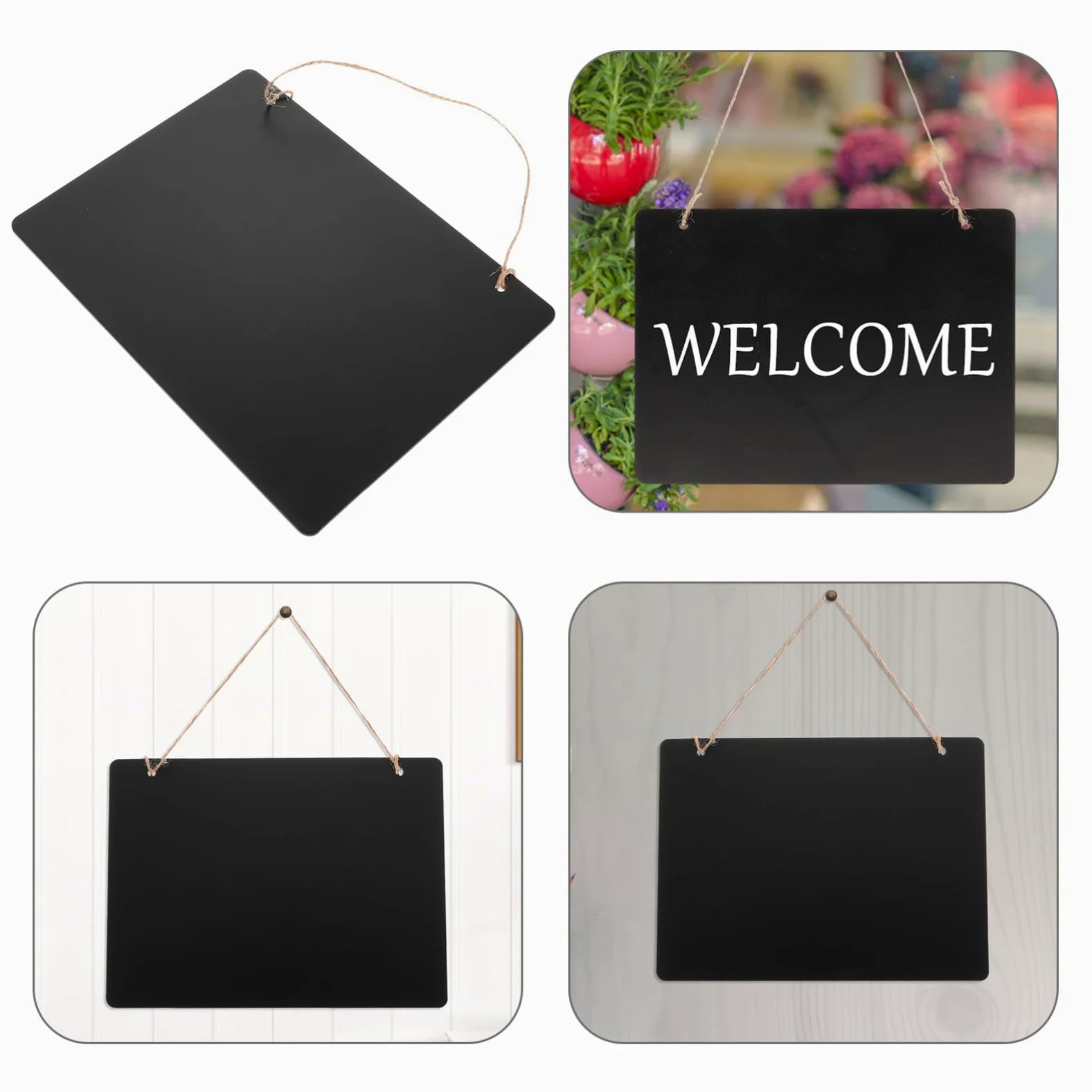 DOITOOL Cartelli Da Appendere Alla Lavagna 6 Lavagne Rettangolari In Legno Con Corda Lavagna Reversibile Bifacciale Per Ristoranti Bar Matrimoni E Decorazioni Per La Casa Bacheca