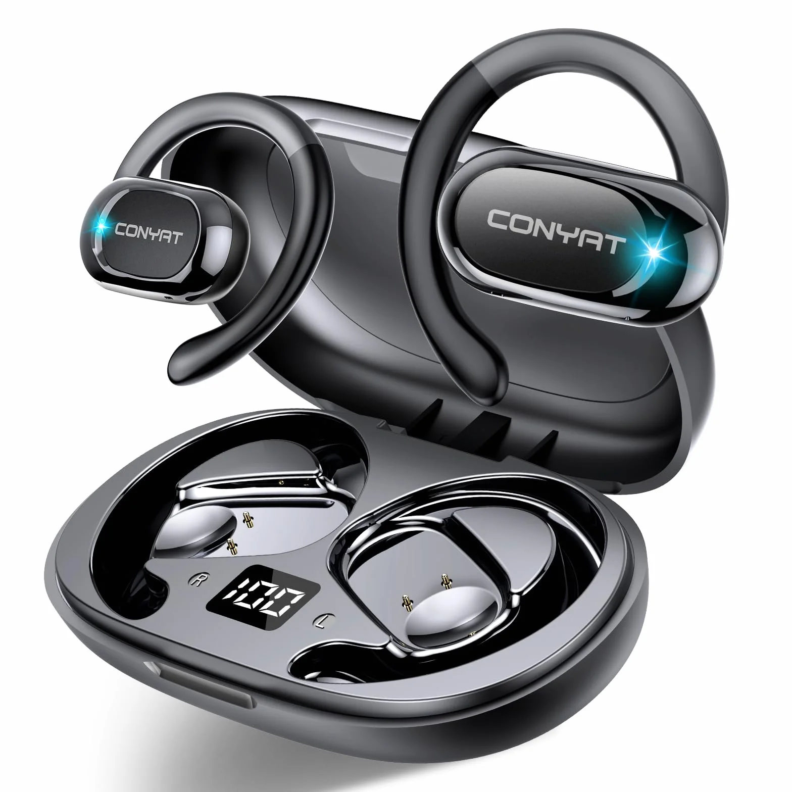 AI Cuffie Traduzione, Bluetooth 5.4 Auricolari traduttori in Tempo reale con 164 Lingue, 58 Ore Open-Ear Cuffie Traduttore Simultaneo Vocale con 7 Modalità per Viaggi, Studio, Affari, Nero