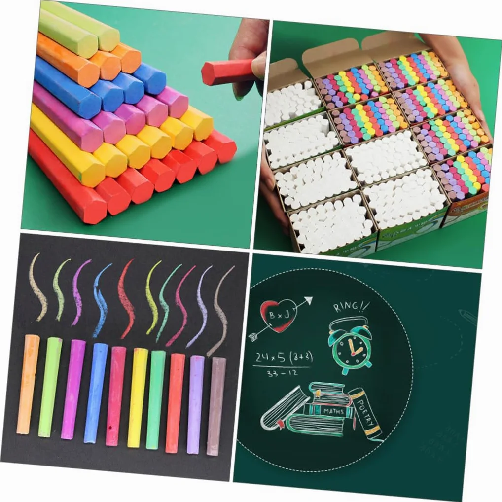 MAGICLULU Gessetti Colorati per Lavoro su Lavagna, Forma Esagonale, 3 Confezioni, per Scuola e Casa