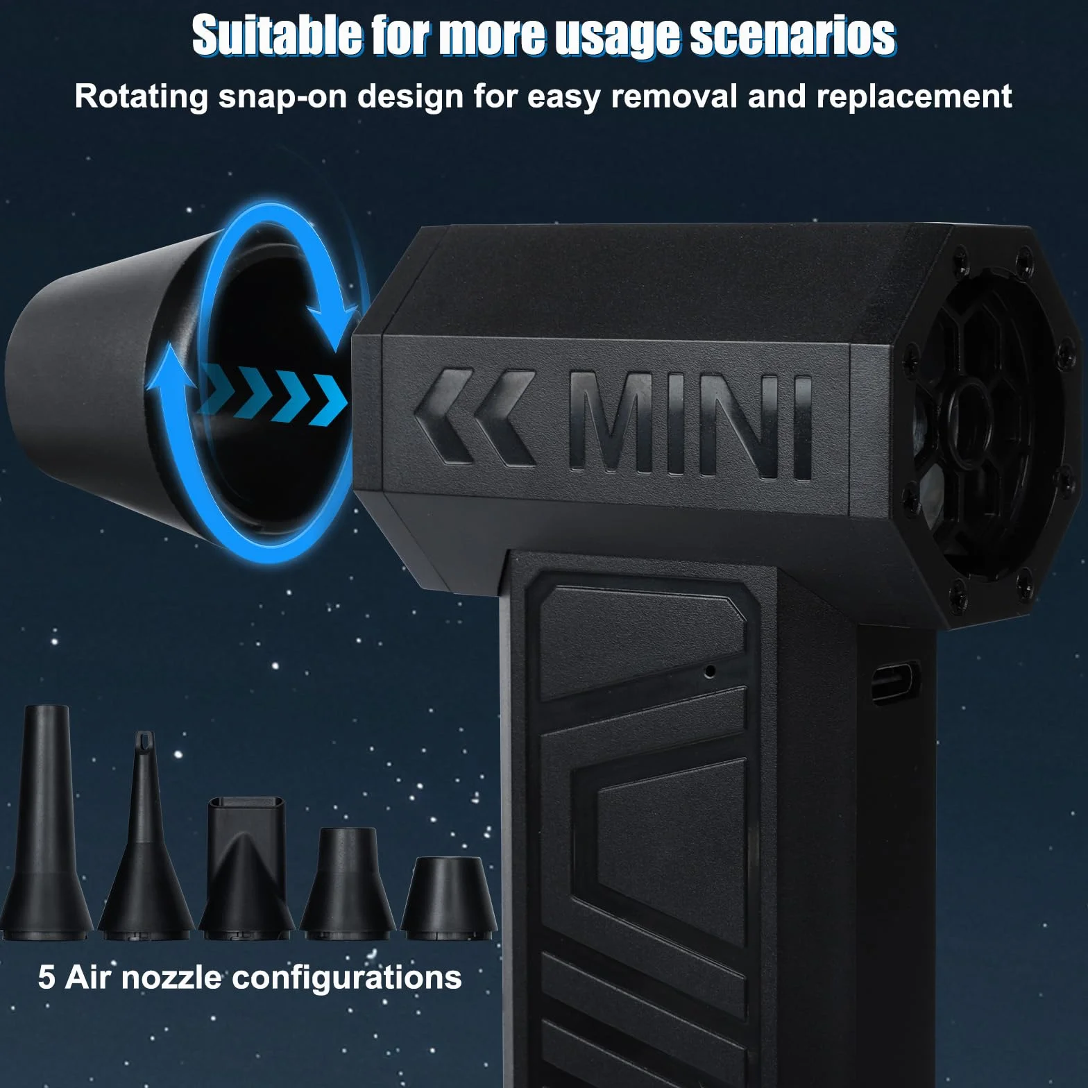 Romon Soffiatore Aria Compressa, 105000 RPM 3 Velocità Elettrico Rimuovi Polvere Aspiratori ad Aria Compressa Senza Fili Ricaricabile Mini Soffiatore a Batteria per Pulizia di PC Tastiera Auto Divan