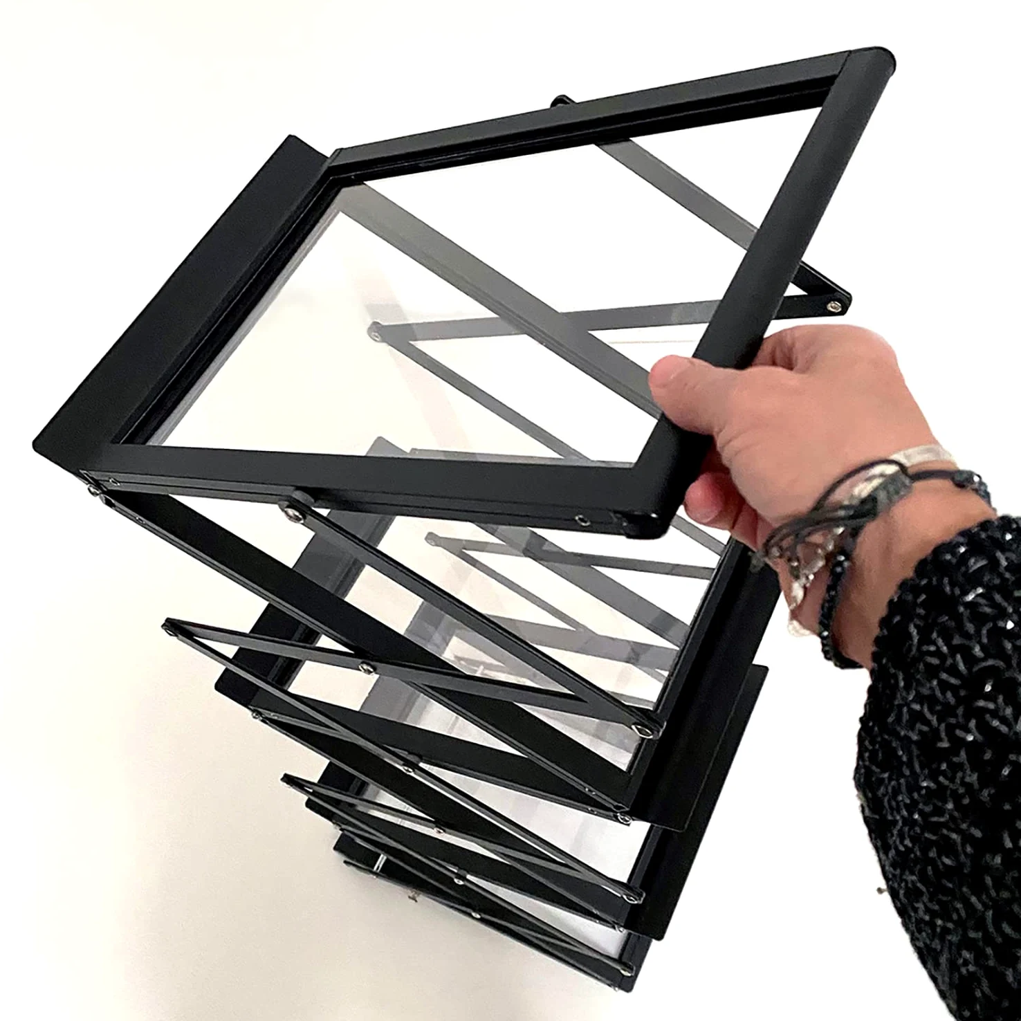 DisplayLager - Espositore per brochure, pieghevole, con valigetta in alluminio, formato verticale (Argento, A4)