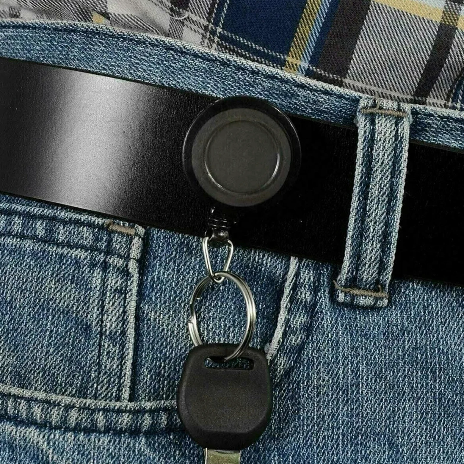 Cordino retrattile, 50 pezzi, porta badge, retrattile, con clip per cintura, estensibile, resistente, spesso, portachiavi