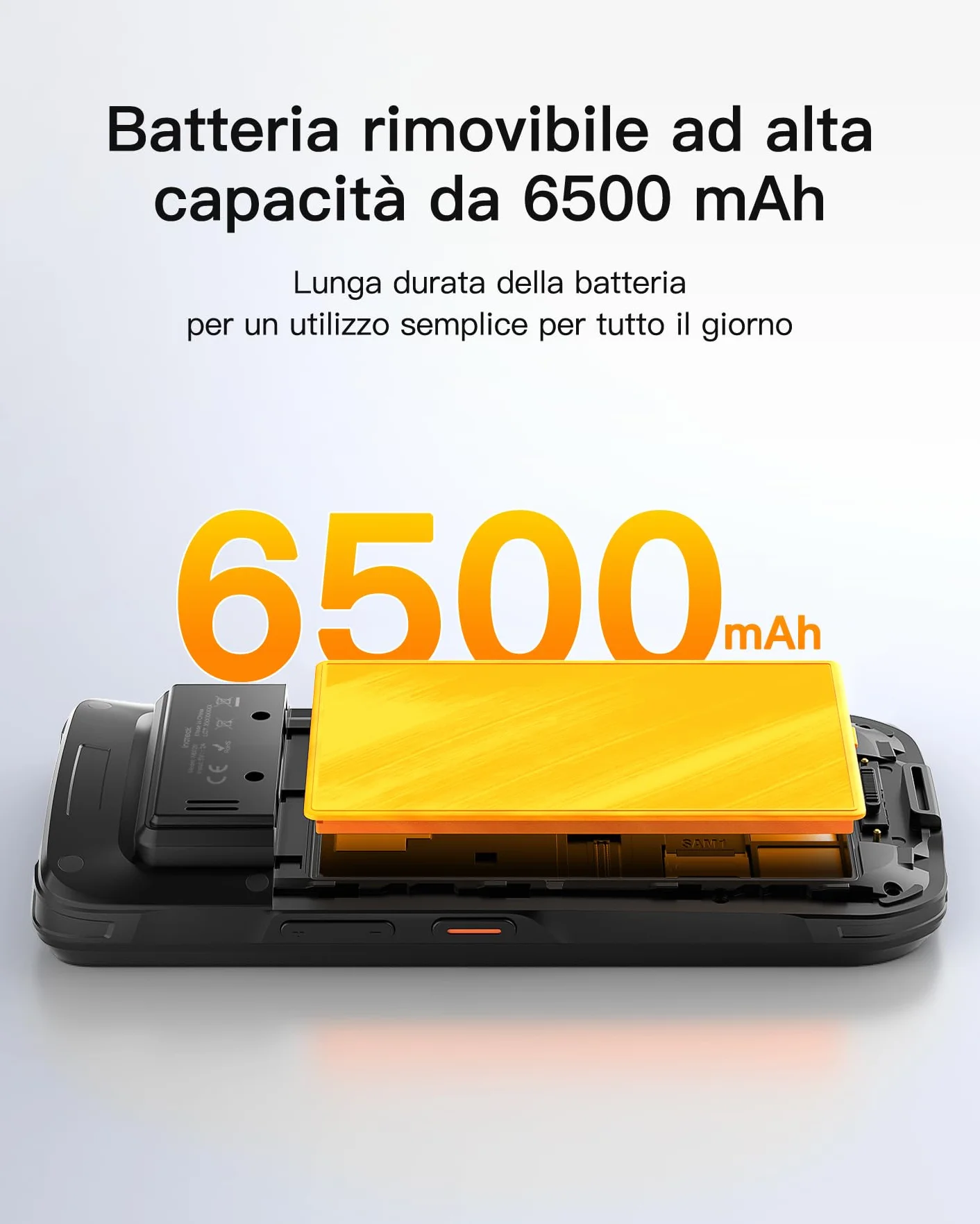 Inateck Android 12 Scanner di Codici a Barre PDA, Schermo Touch 6", Lettore 1D/2D con Impugnatura, Bluetooth, IP66 6500mAh, Wi-Fi 6 e 4G, per Commercio, Magazzino, Logistica, Sanità