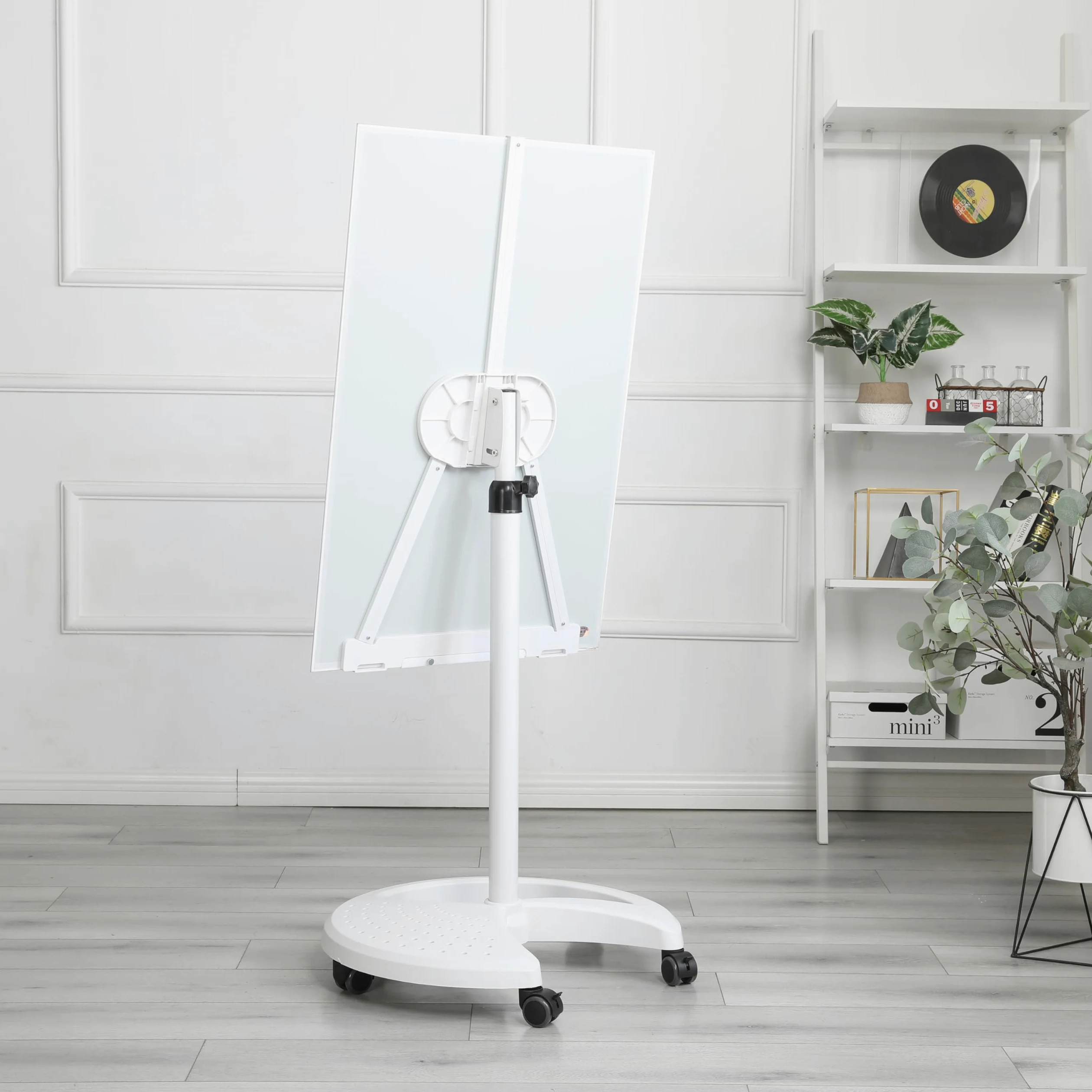 Lavagna in Vetro Temprato con Supporto, Regolabile, Bianco, 90x60 cm
