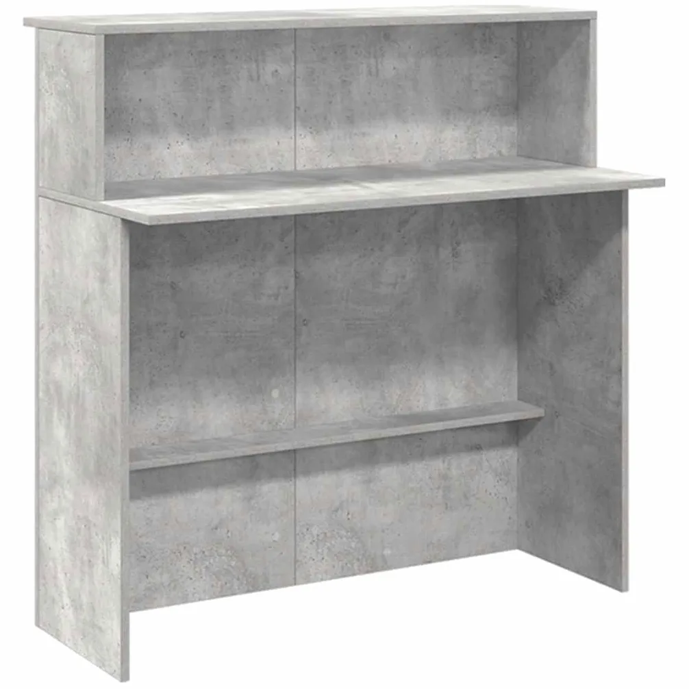 Bancone per ricevimento, grigio cemento, 180 x 50 x 103,5 cm, in legno | Bancone modulare con molto spazio per ufficio, studio e salone. Protezione discreta grazie alle pareti laterali alte.