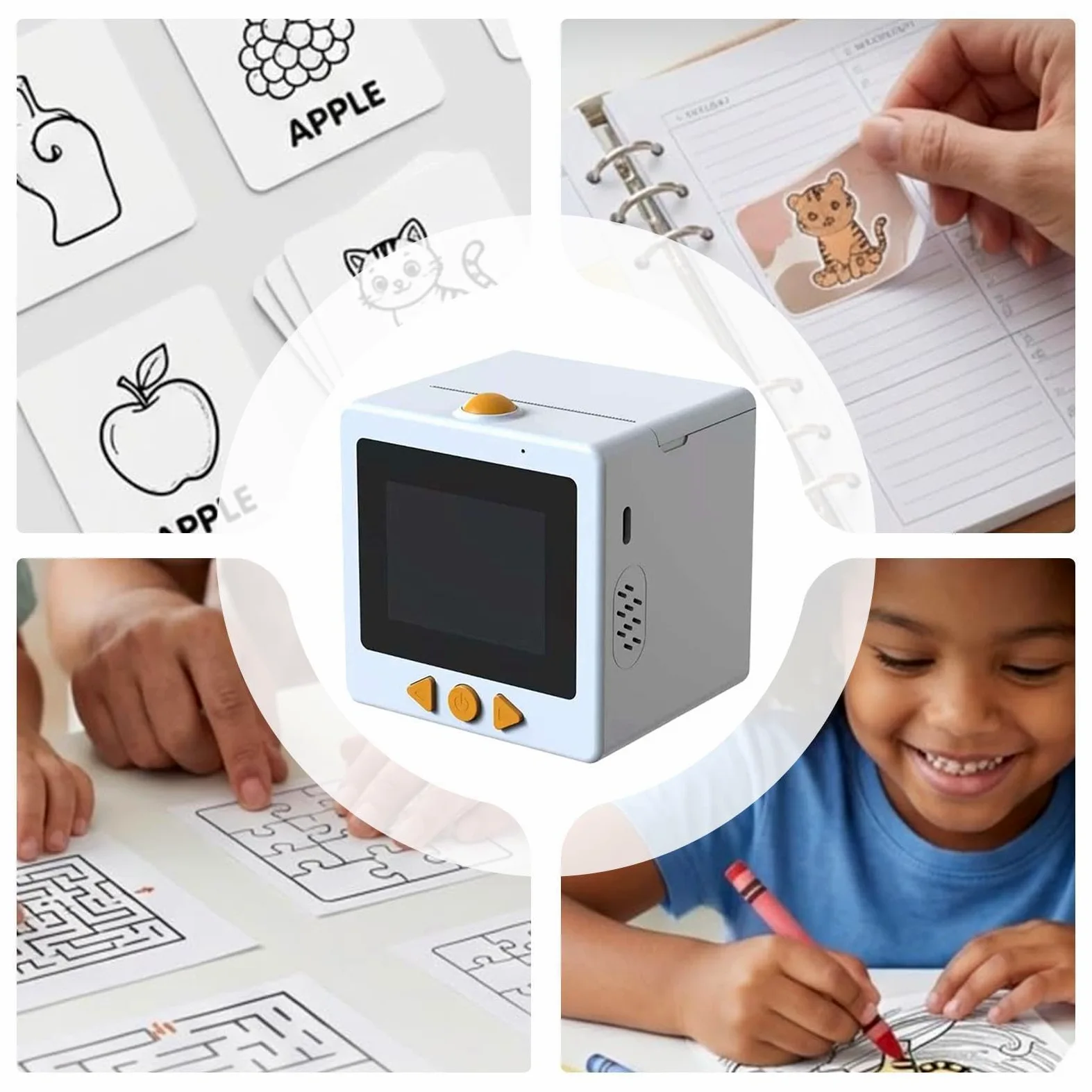 Smart AI Voice Sticker Printer, mini etichettatrice termica con display | scatola portatile per stampa di etichette senza inchiostro, per diari, artigianato, studio e progetti fai da te, 3 rotoli di