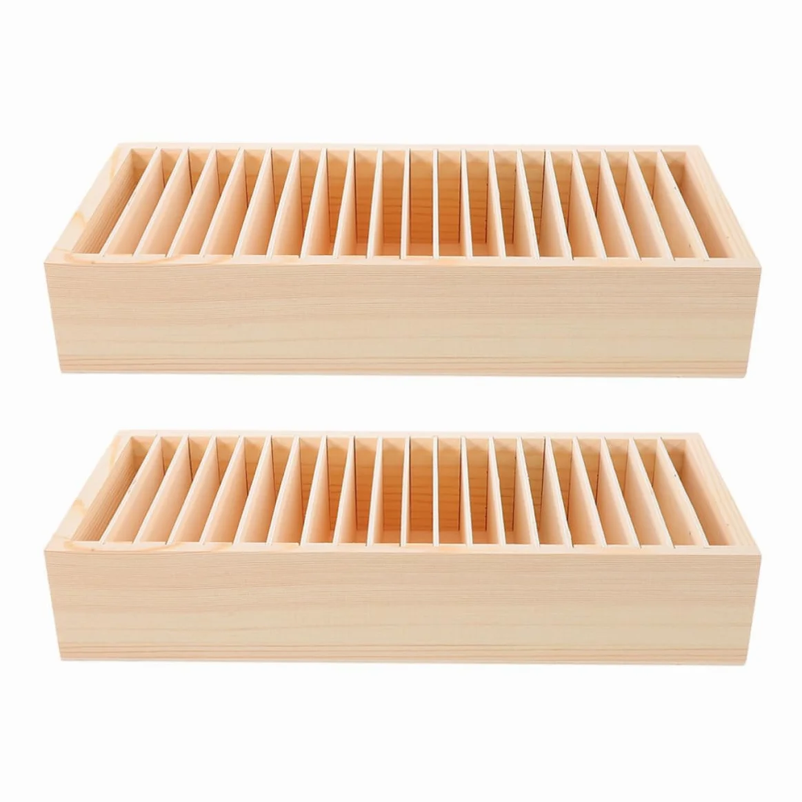 Porta Biglietti da Visita Design Multi Scomparto e Struttura Staccabile in Legno Beige Organizer Versatile per Gioielli e Spazio Ampio Confezione 2 Pezzi per Ufficio e Casa