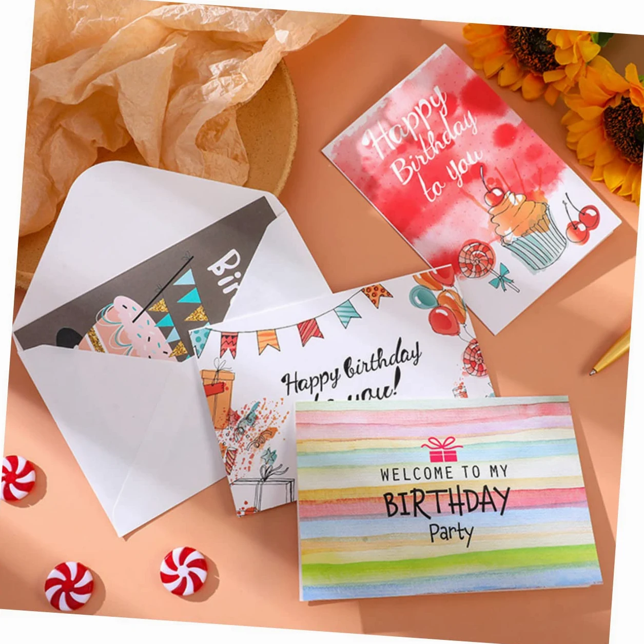 jojofuny 36 Pezzi Biglietti Compleanno Creativi Carta Biglietti Augurali con Design Elegante per Messaggi Regali Compleanno per Festeggiare Speciali