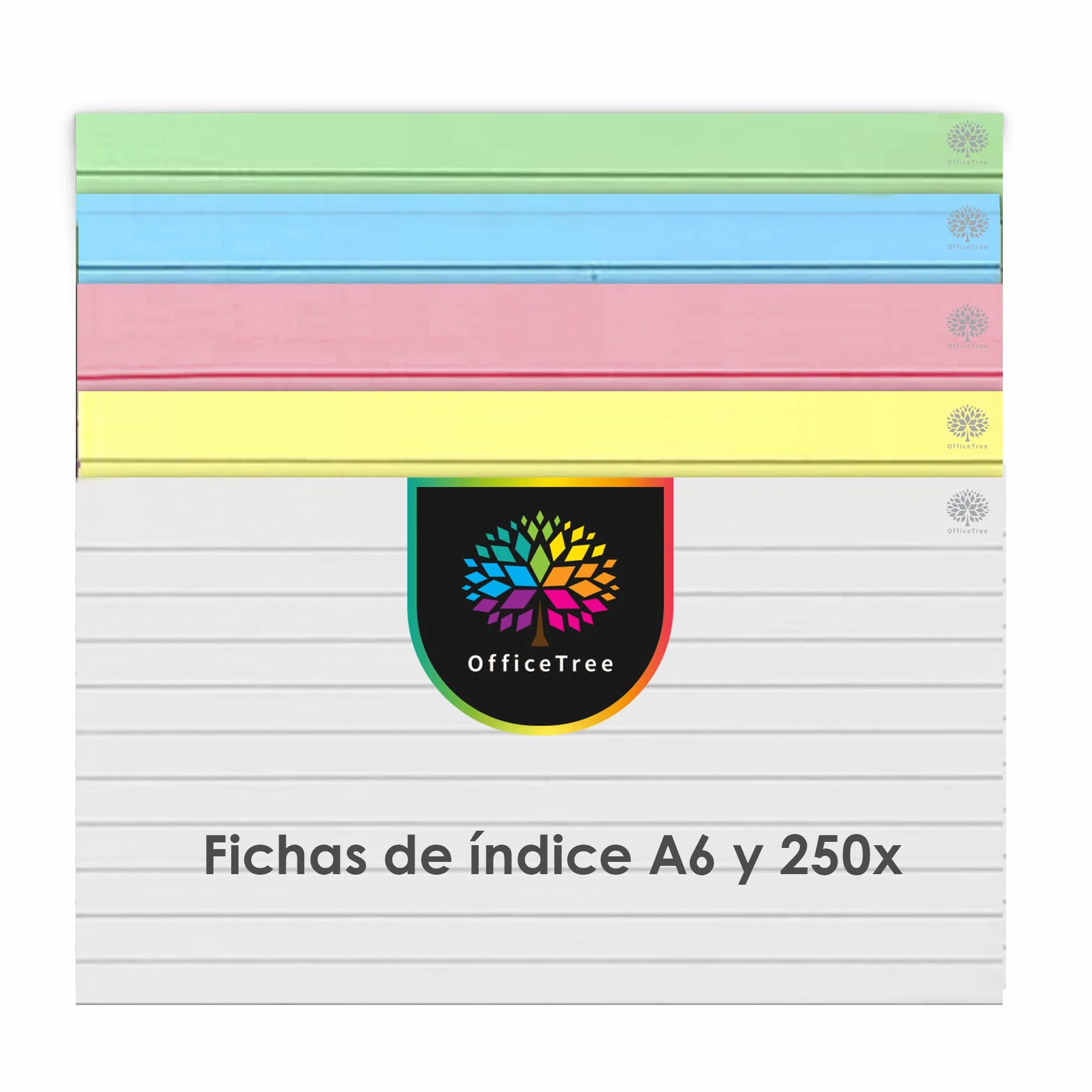 OfficeTree 250x Flashcards A6 A Righe 5 Colori Schede Indice per Scuola e Studio