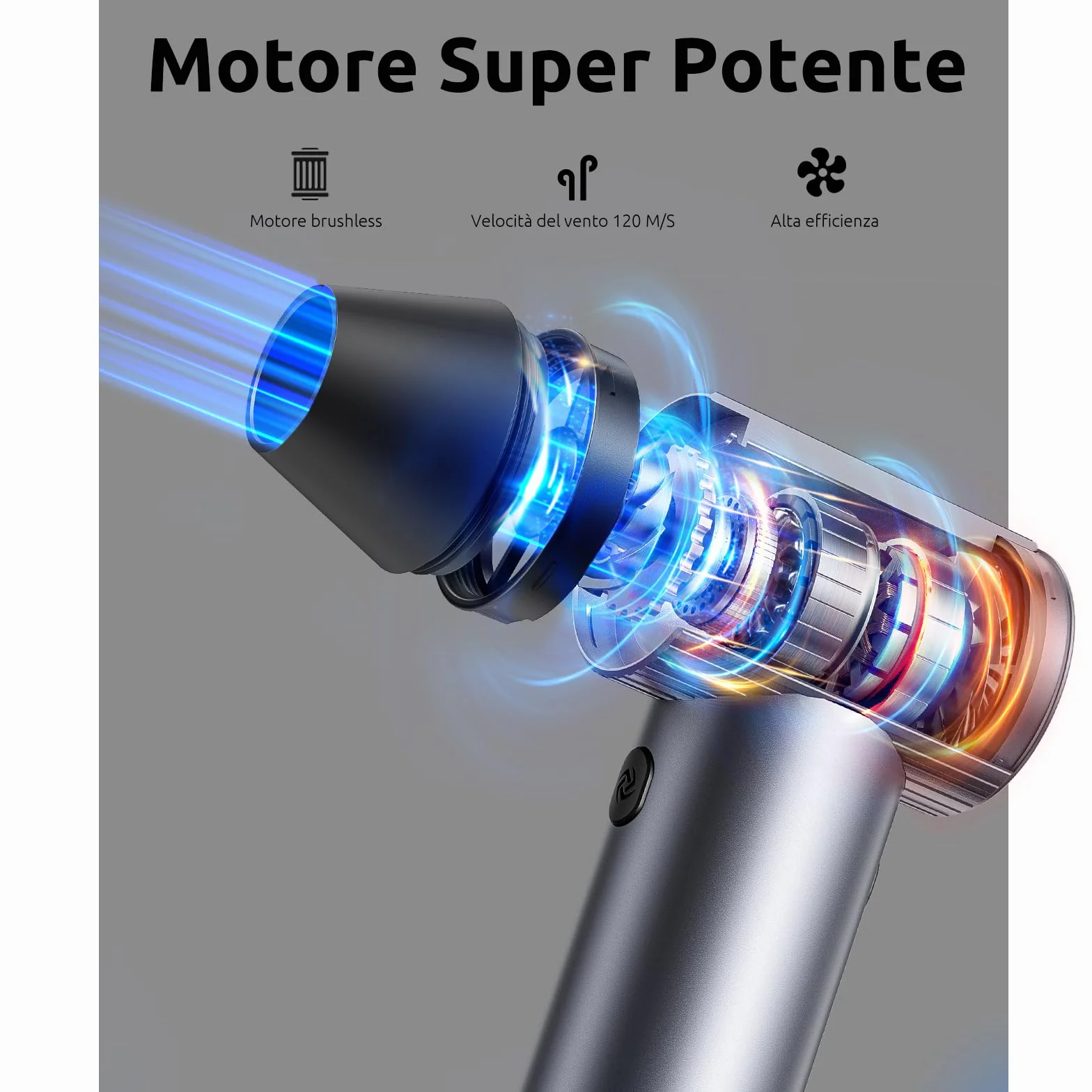 300000RPM Soffiatore Aria Compressa in Metallo - Mini Soffiatore a Batteria con 3 Velocità Regolabili e 4 Ugelli - Senza Fili e Ricaricabile - High-Power Air Duster per Auto/Casa/Ufficio/Camping