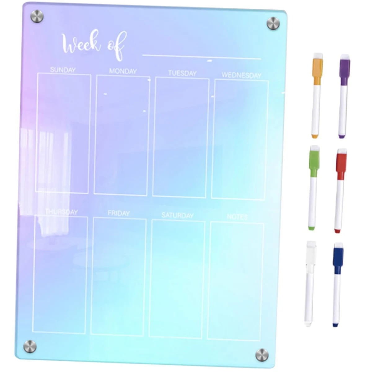 OSALADI 1 Set Set di penna di blocco note frigorifero calendario magnetico agenda settimanale magnetica Consiglio di pianificazione giornaliero lavagna magnetica trasparente Acrilico