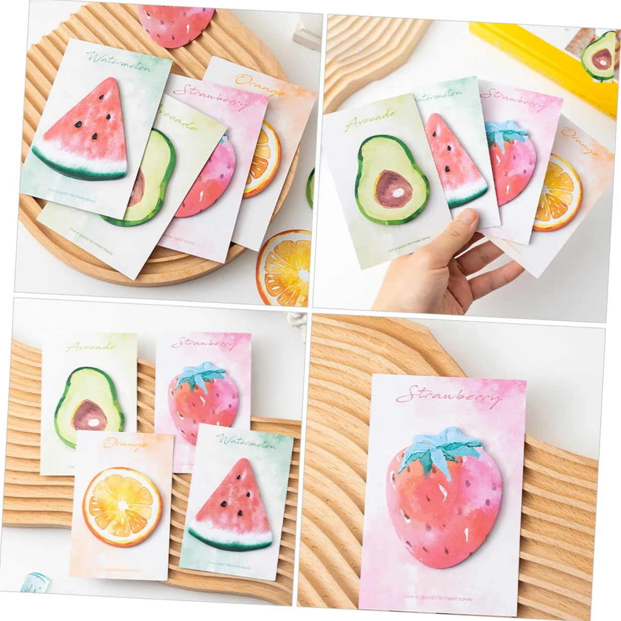 ARTIBETTER 4 Pezzi 8 Note adesive a forma di frutta pastiglie colorato divertente taccuini di uso quotidiano adesivi promemoria scolastici taccuini compatti nota adesivo Carta