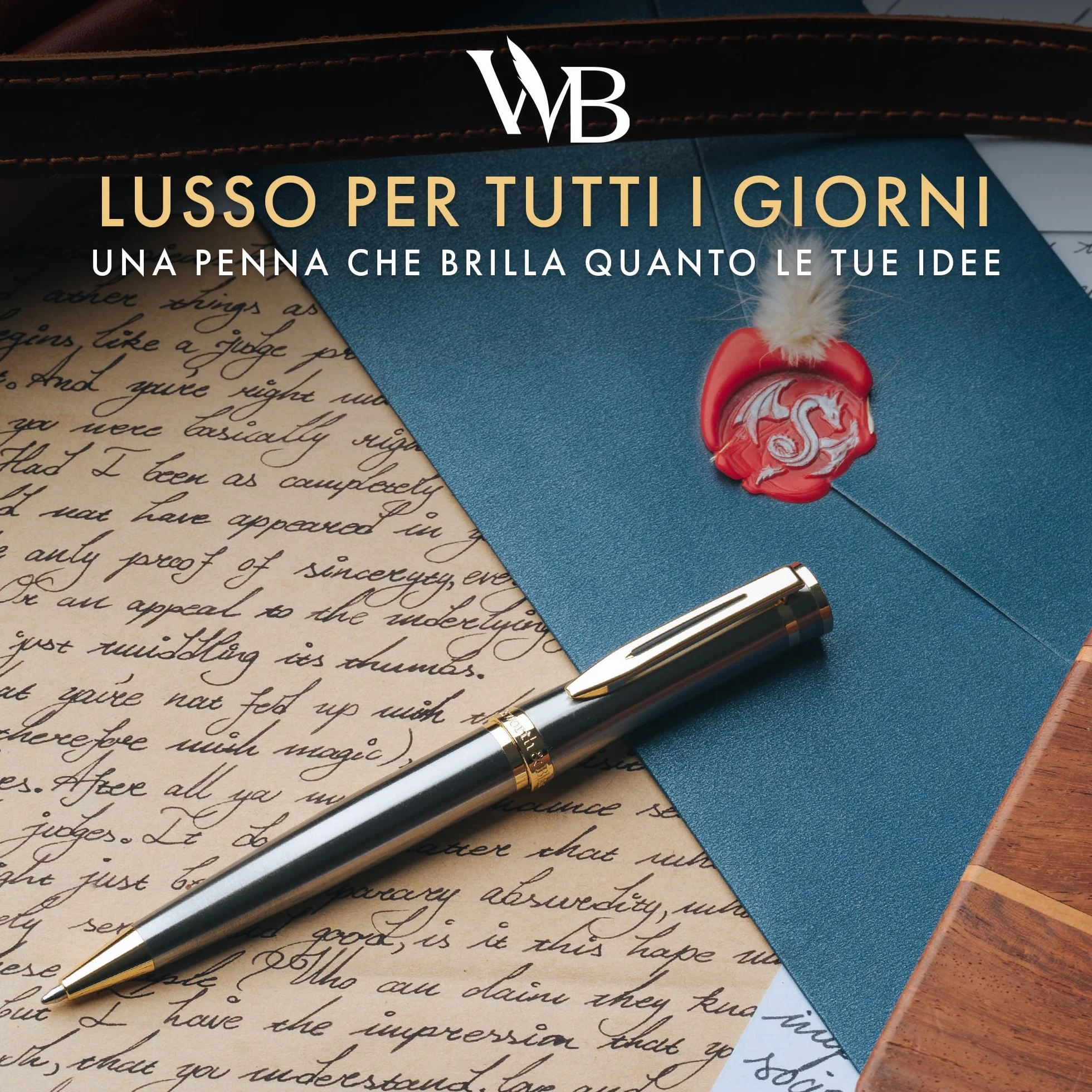 Wordsworth & Black Set di Penne a Sfera di Lusso - Lacca Argento, Finitura Oro 24K, Punta Fine Ricaricabile, Regalo per Uomini & Donne, Ricarica di Inchiostro, Belle Penne per il Lavoro