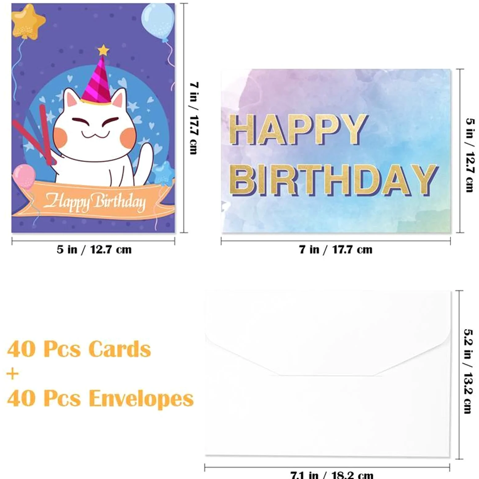 Biglietti d' auguri Biglietto di auguri 4. 0PCS. Biglietti di compleanno con 4 0PCS. Buste Creative Birthday Biglietti Bulk Box Set Party Forniture Birthday card Biglietti augurali Compleanno