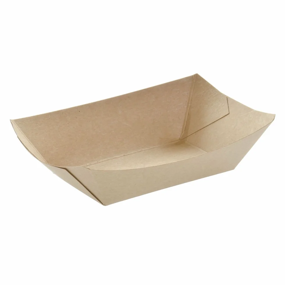 Vassoi antigrasso in cartoncino 16x12x4 cm con rivestimento PE per asporto street food