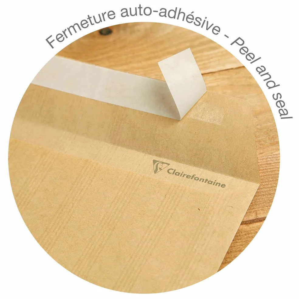 Clairefontaine 7850C - scatola de 100 Buste Kraft Adour Marrone con Dorso Rigido in Cartone C4-229x324 mm - Autoadesive - 90g/m²