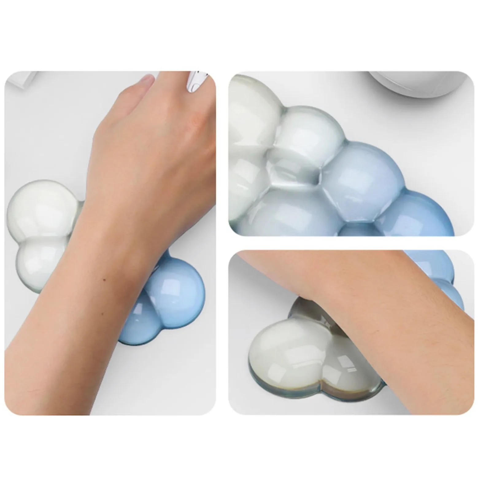 Set da polso ergonomico con motivo a nuvole, per computer e tastiera in morbido silicone, con texture flussi d'aria