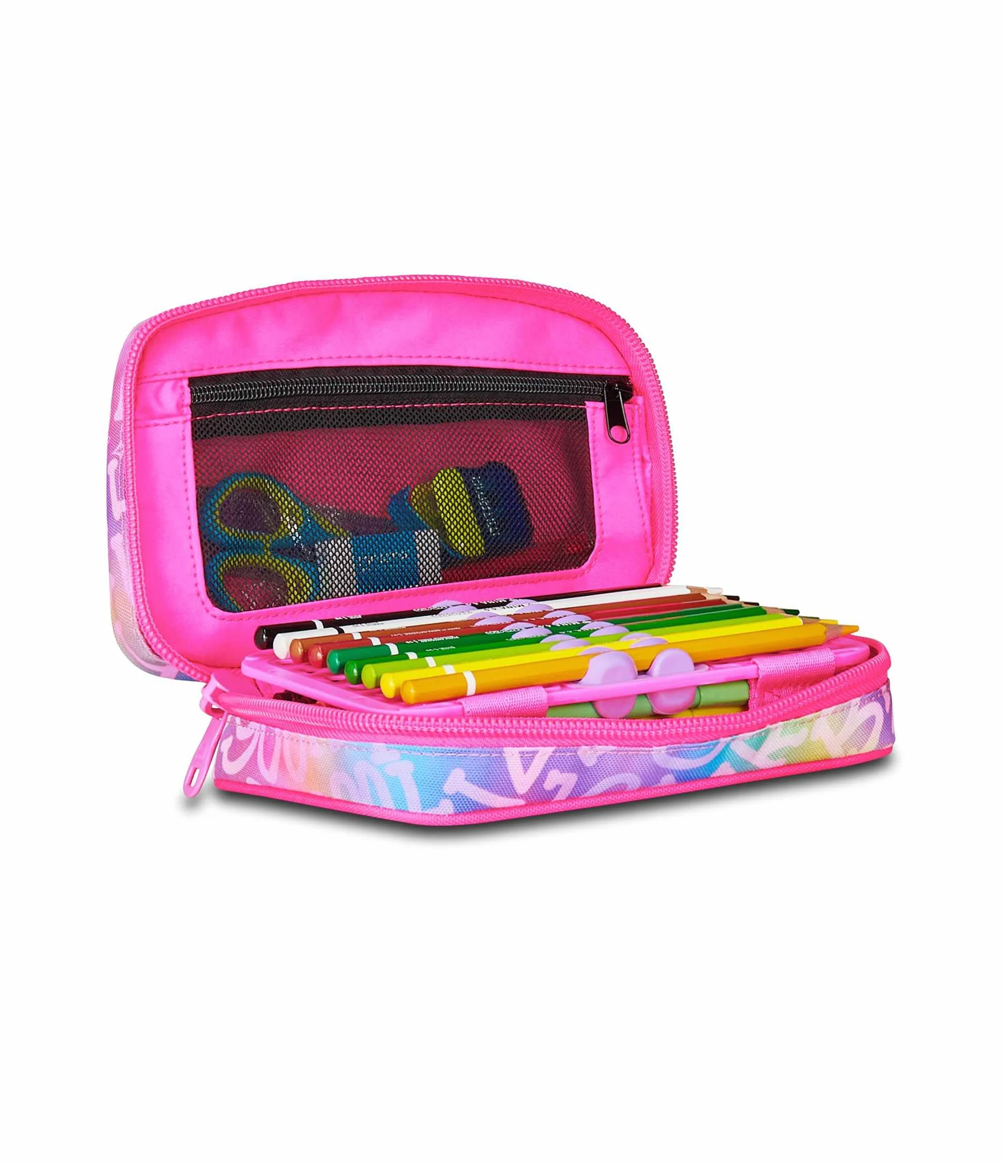 SJ GANG STYLE JAM GANG Astuccio Scuola Speed Pad, Rosa, Portapenne Mono Scomparto con Plance Amovibili, Completo Di Penne, Matite, Colori, Accessori Zaino, Scuola Elementare, Bambina