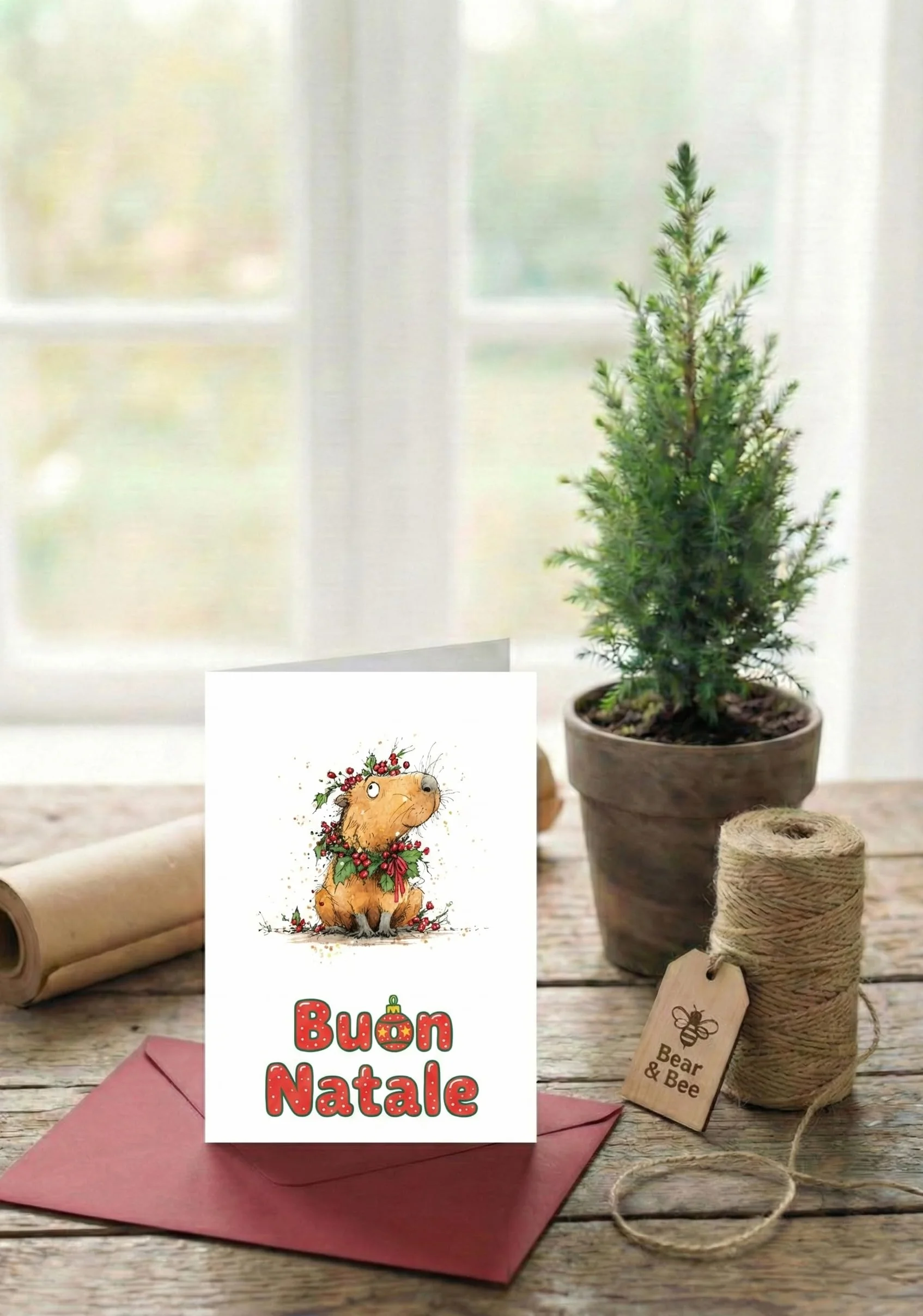 Biglietti natalizi italiani A6 con buste rosse – Set 30 pezzi