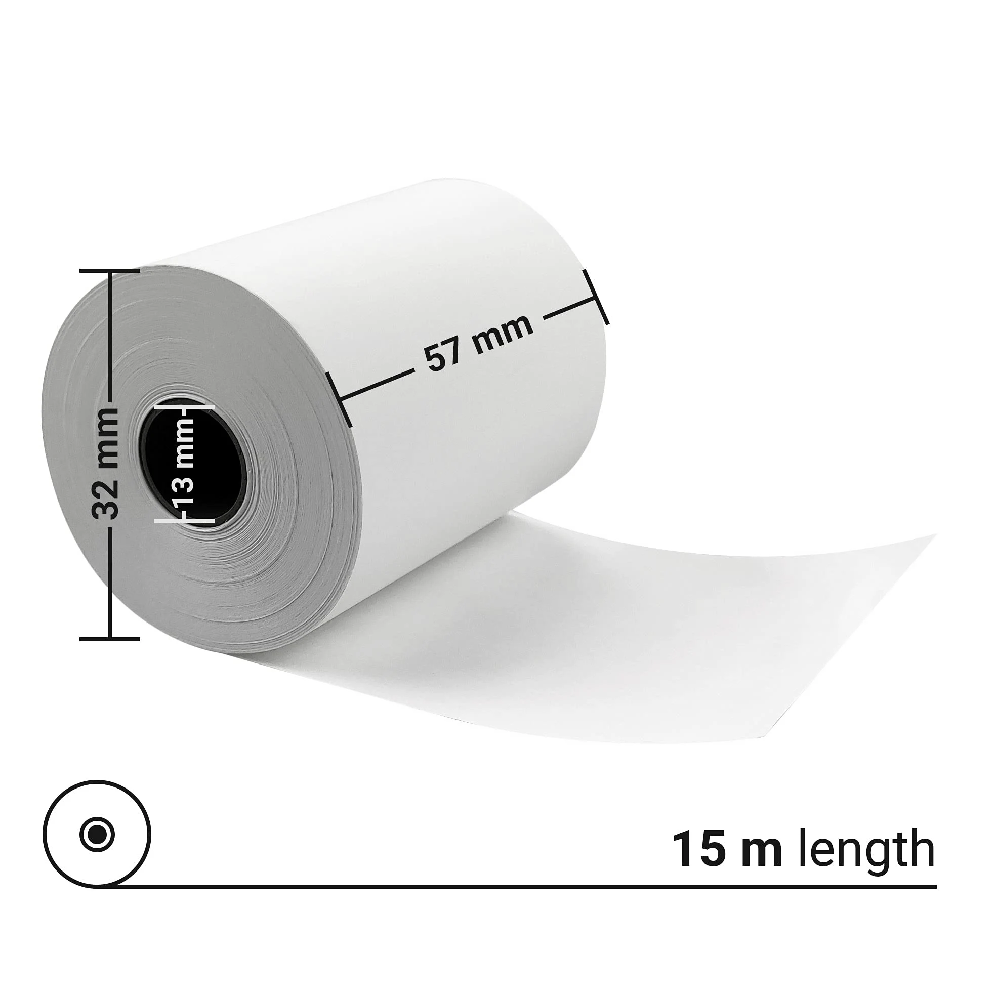 Netuno 120 rotoli carta termica 57 mm x 13 mm x 32 mm 15 m per registratore di cassa fiscale scontrini carta termica rotoli contanti scontrini stampanti termiche