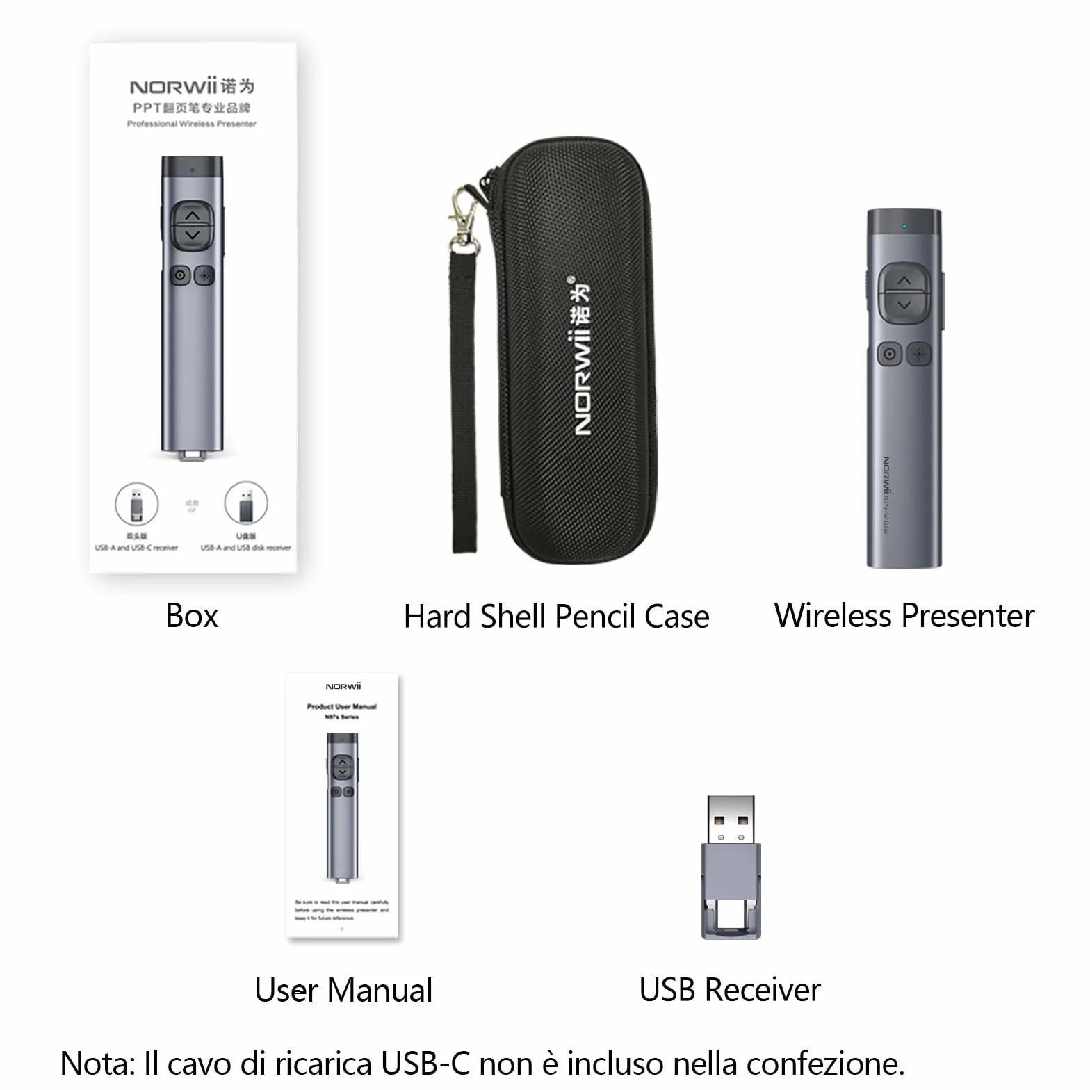 Norwii N97s - Clicker per presentazioni PowerPoint, PowerPoint Clicker, Presentazione Rremota, Bluetooth Wireless Presenter, Puntatore digitale per schermo TV