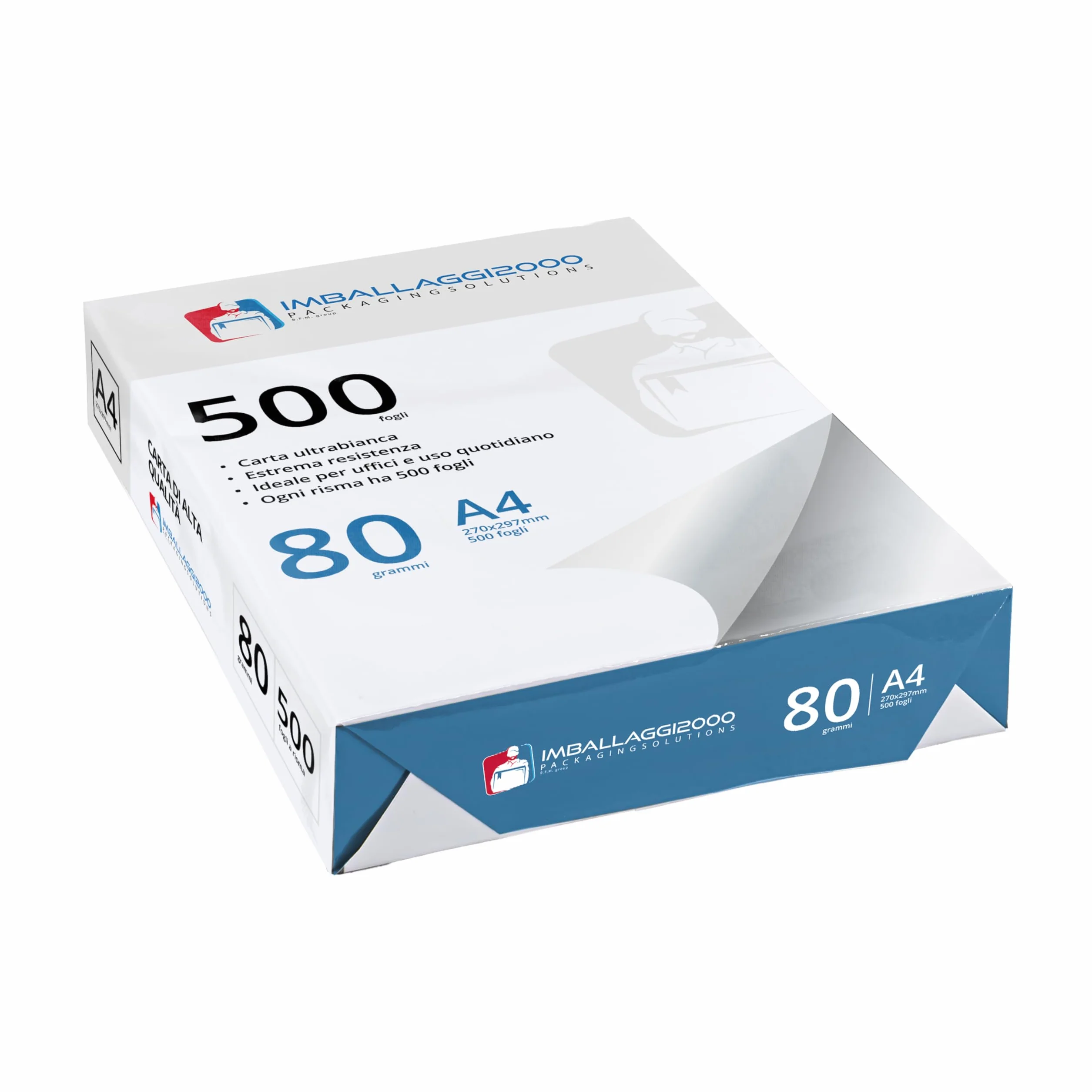 Risma Carta A4 80 gr/mq 500 Fogli Bianca IMBALLAGGI 2000