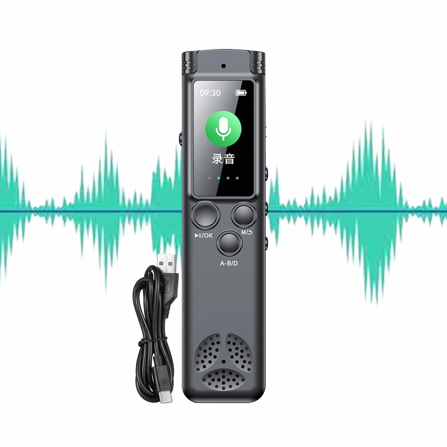Recording Devices Meetings, HD Sound Capturer, Large Screen Recorder | Microfoni, Noise Reduction, (1 pezzo, Black), Ideal for Journalists, Student and Lawyers