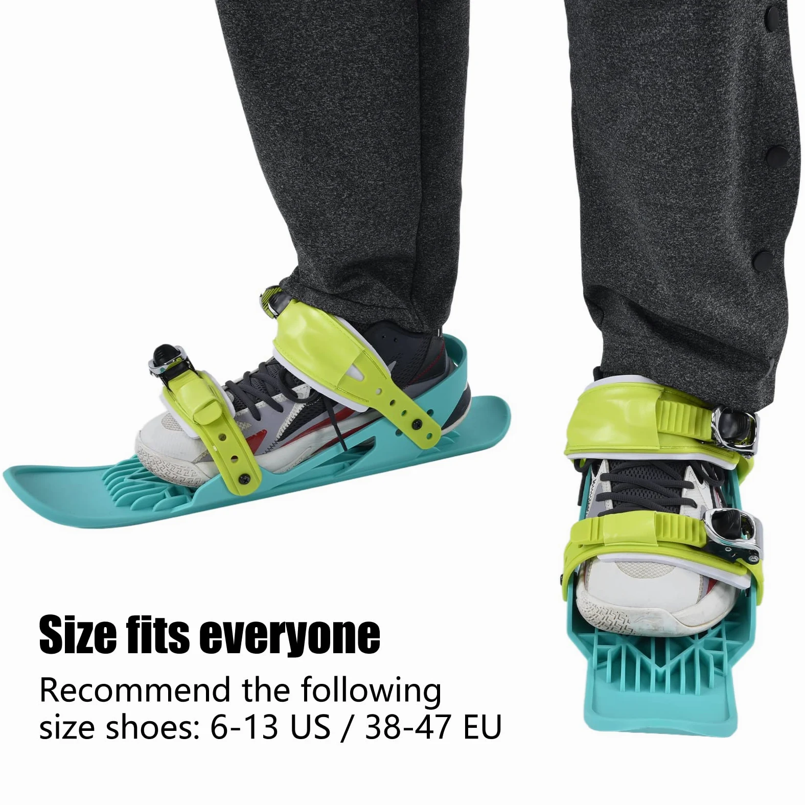 Pattini da sci in nylon verde scarpe da snowboard regolabili sport da sci esterno