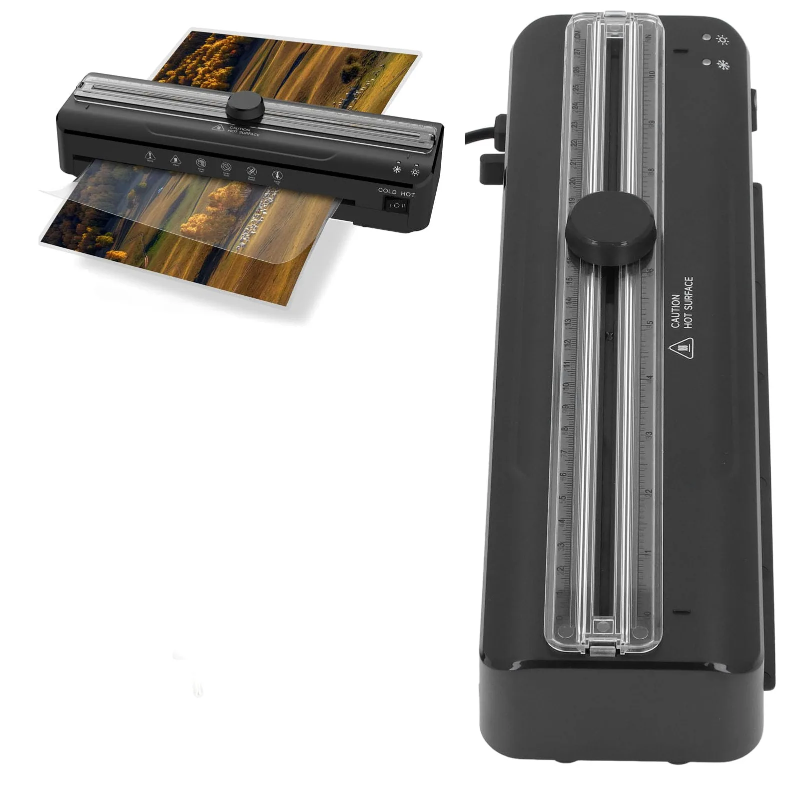 Plastificatrice Fotografica, Laminatrice Compatta A4 con Taglierina Graduata, Plastificatrice A4 a Caldo e Freddo con Riscaldamento Rapido, Chiave per Rimozione Pellicola, per