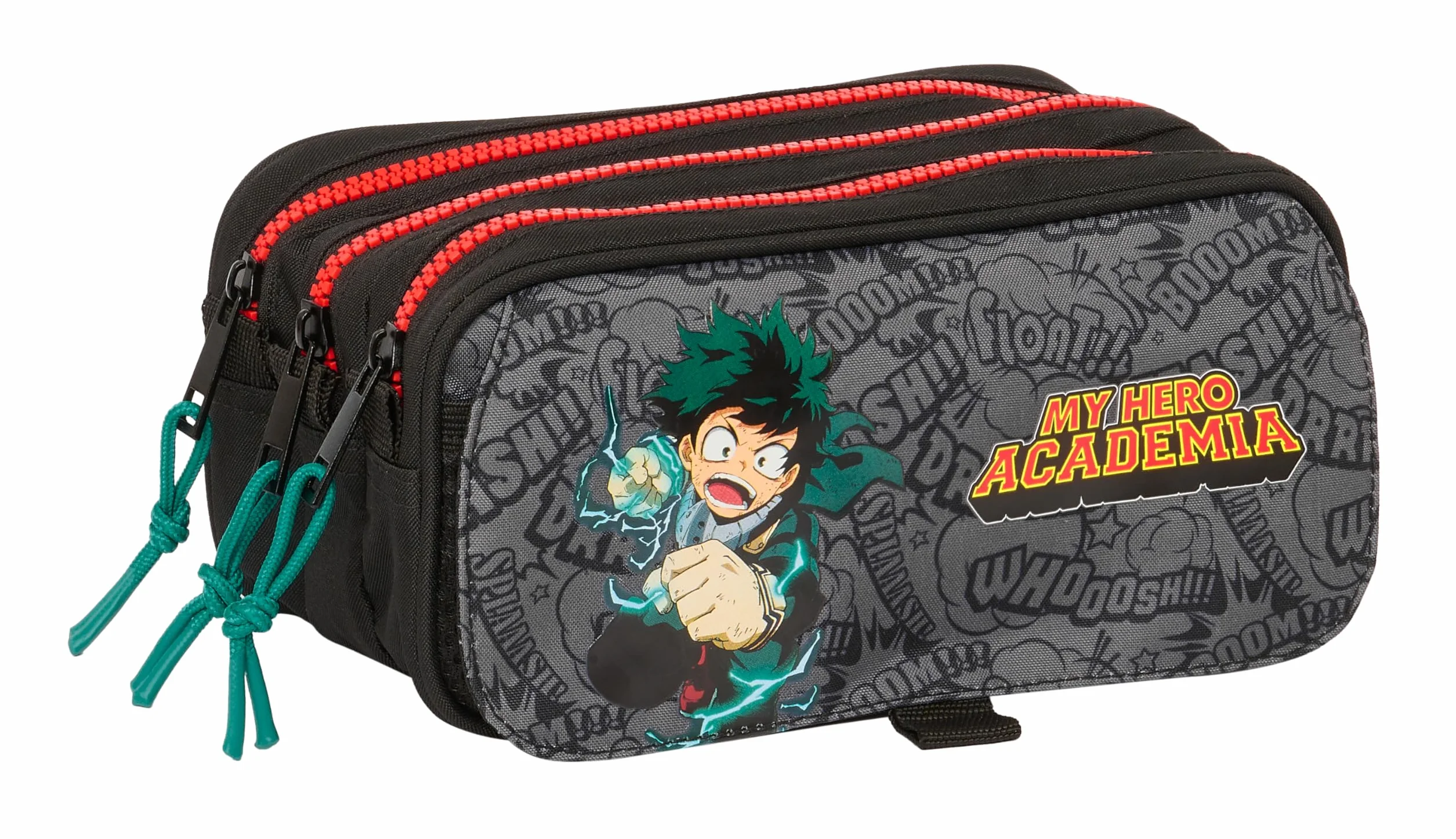 Safta MY Hero Academia Astuccio triplo grande per bambini 21,5 x 8 x 10 cm Nero